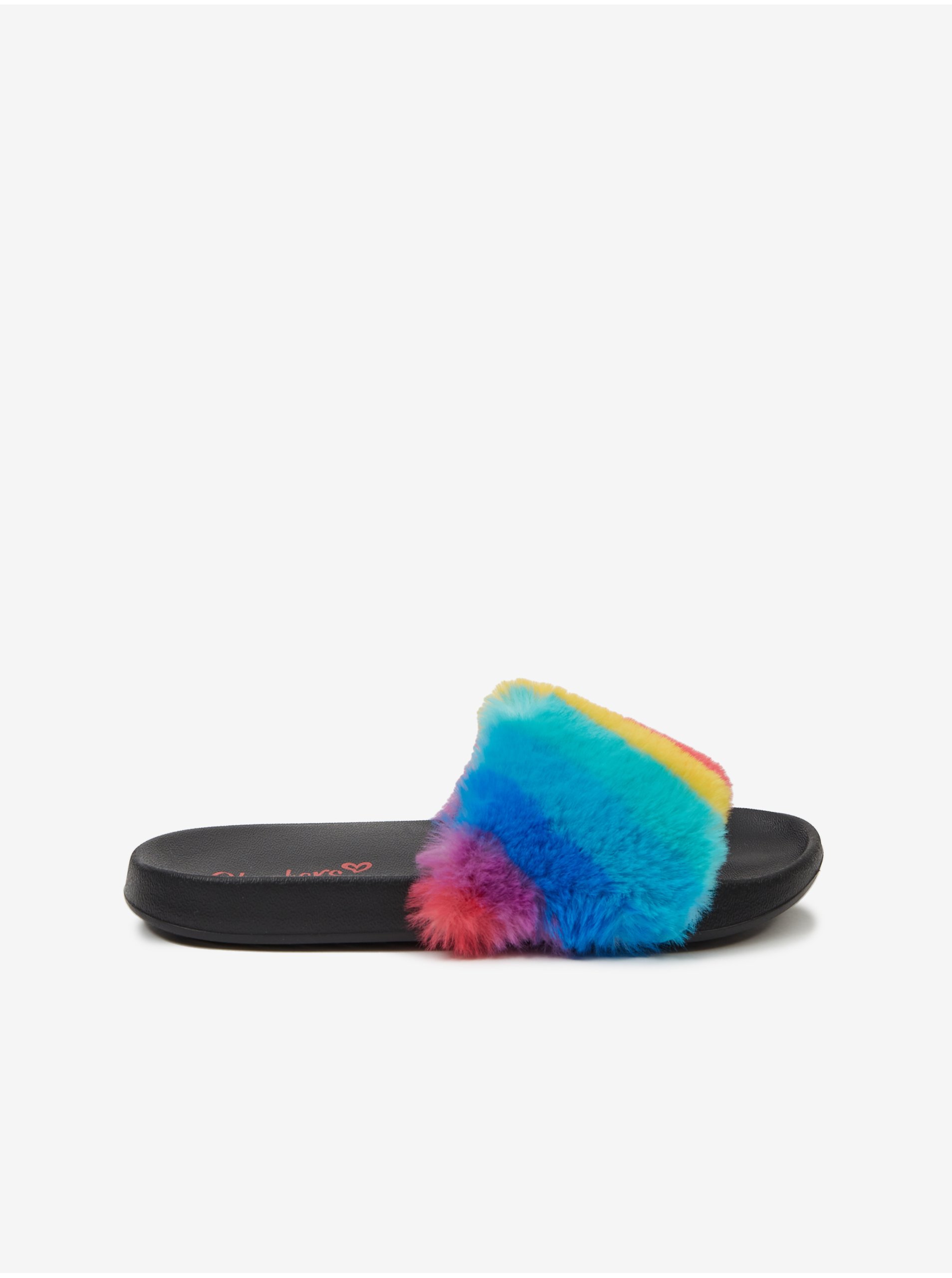 Lacno Čierno-modré dievčenské papuče s umelým kožuštekom Skechers