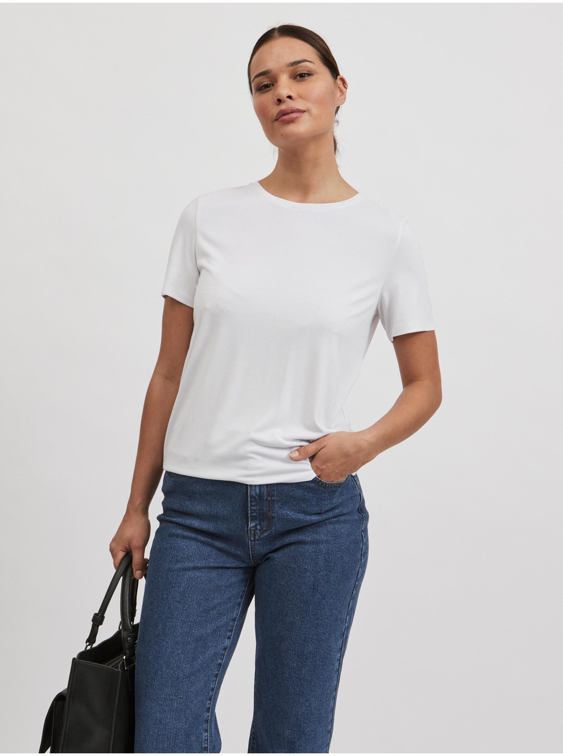 E-shop Bílé basic tričko VILA Modala