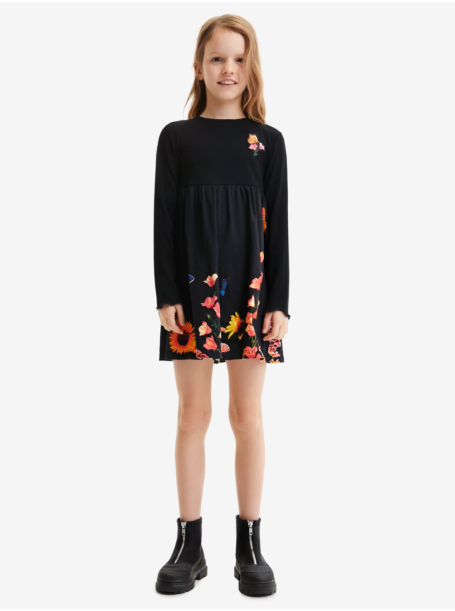 E-shop Čierne dievčenské vzorované šaty Desigual Alcazar