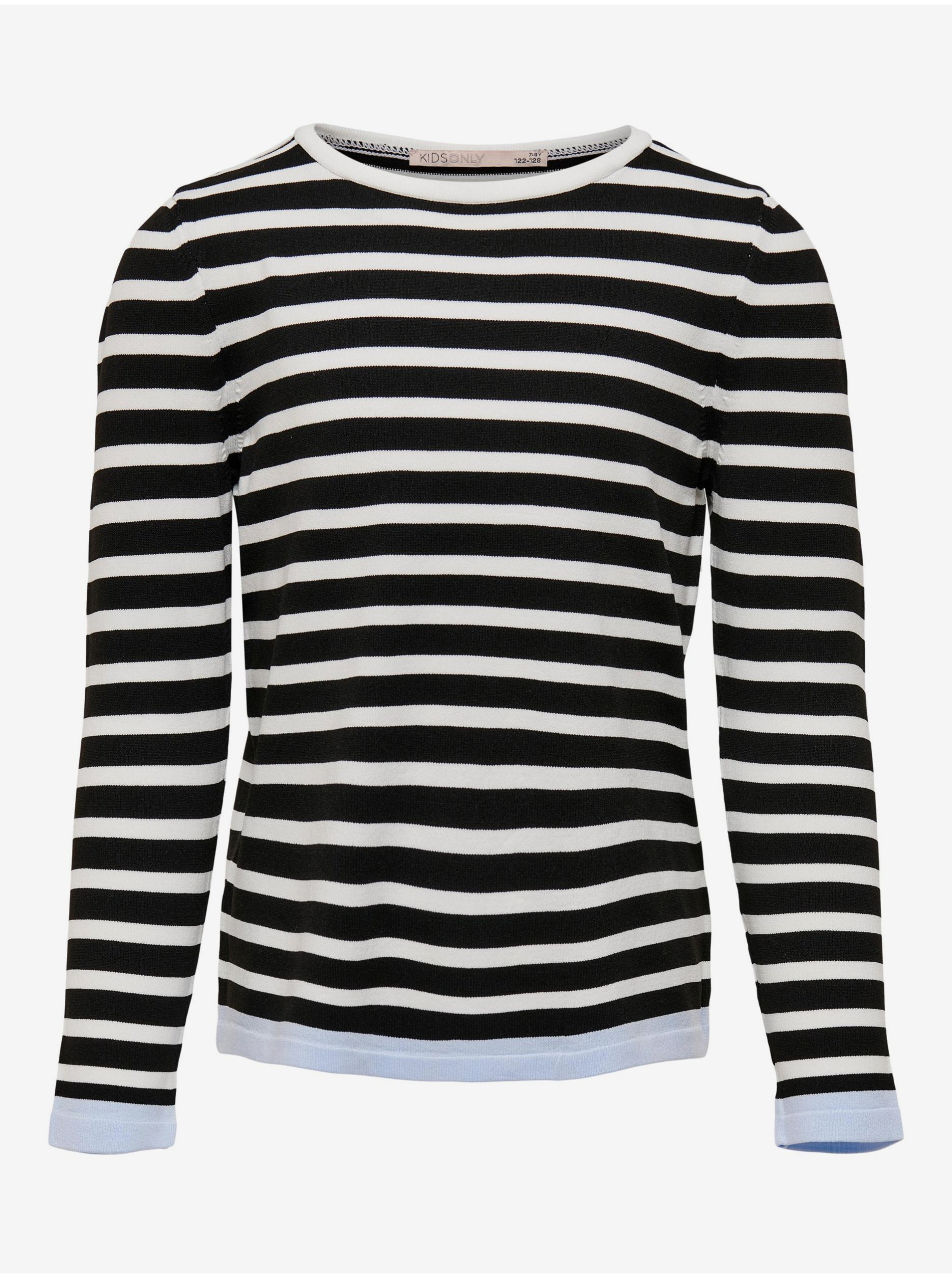 Lacno Bielo-čierny dievčenský pruhovaný sveter ONLY Suzana
