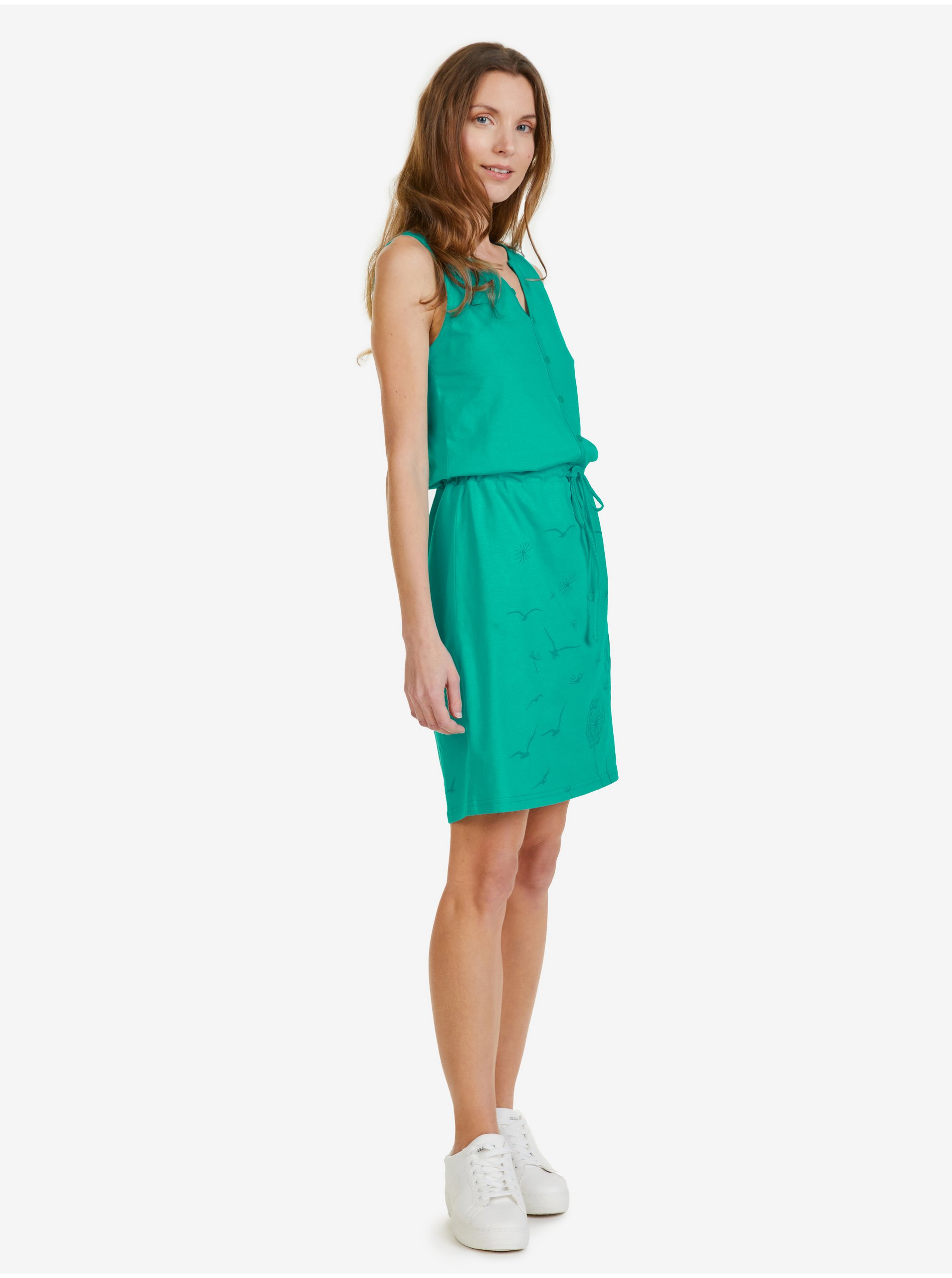Levně Zelené dámské vzorované krátké šaty SAM 73 Blanche