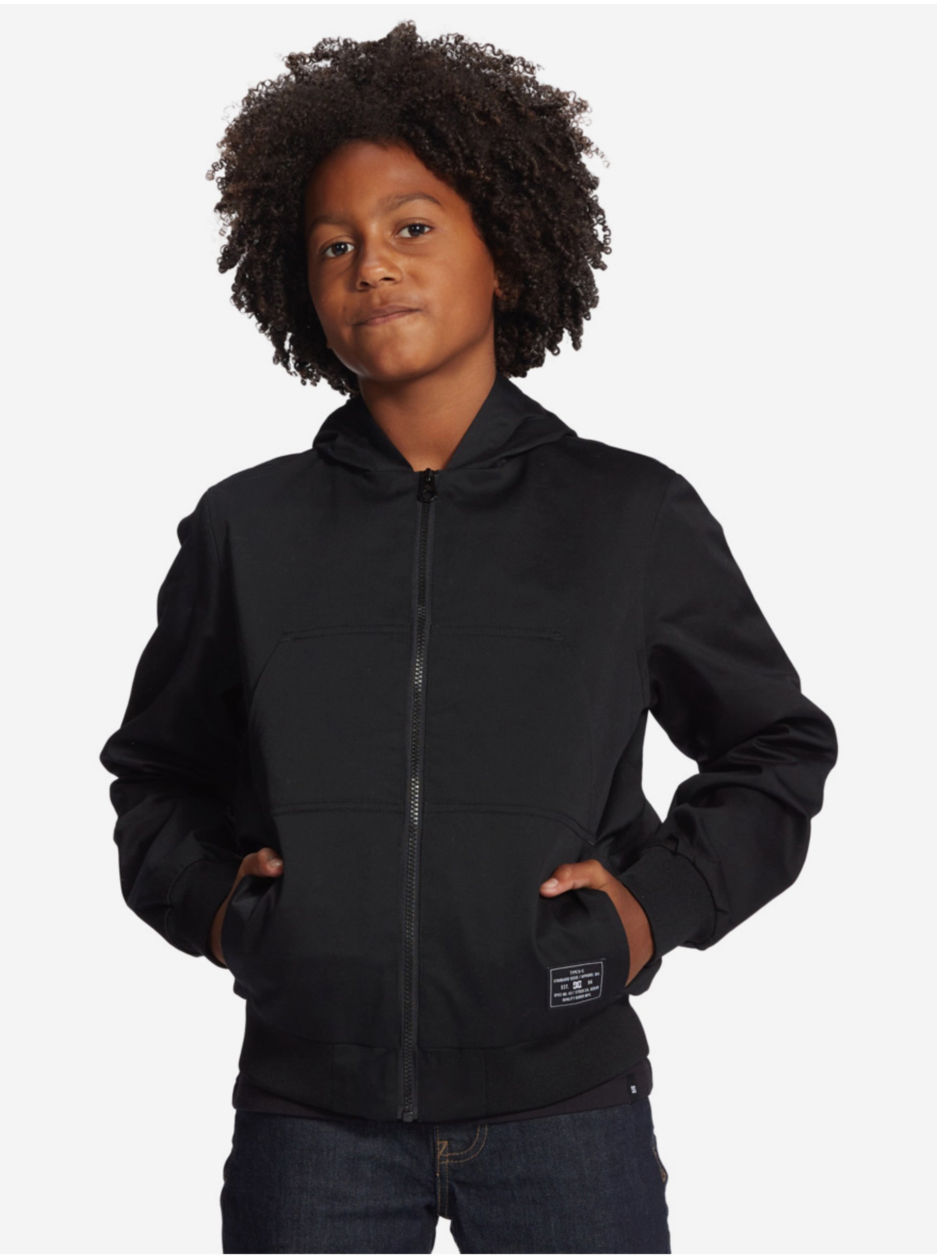 Lacno Čierna chlapčenská ľahká bunda s kapucňou DC Rowdy