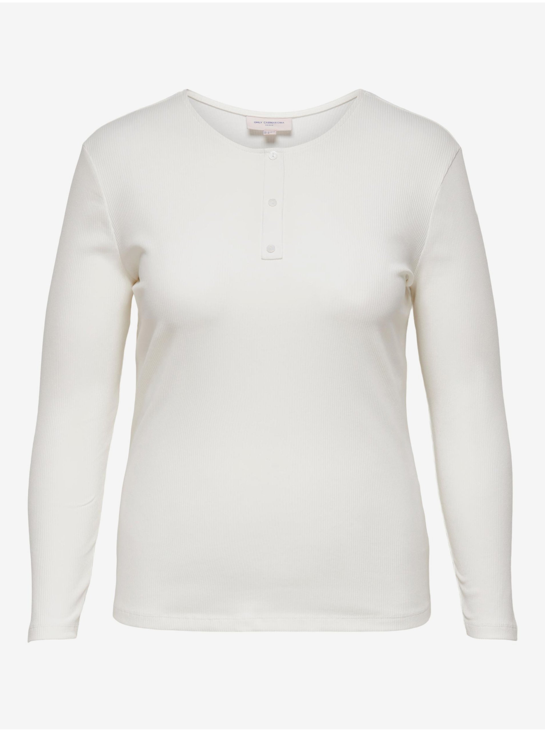 Levně Bílé basic tričko s dlouhým rukávem ONLY CARMAKOMA Adda
