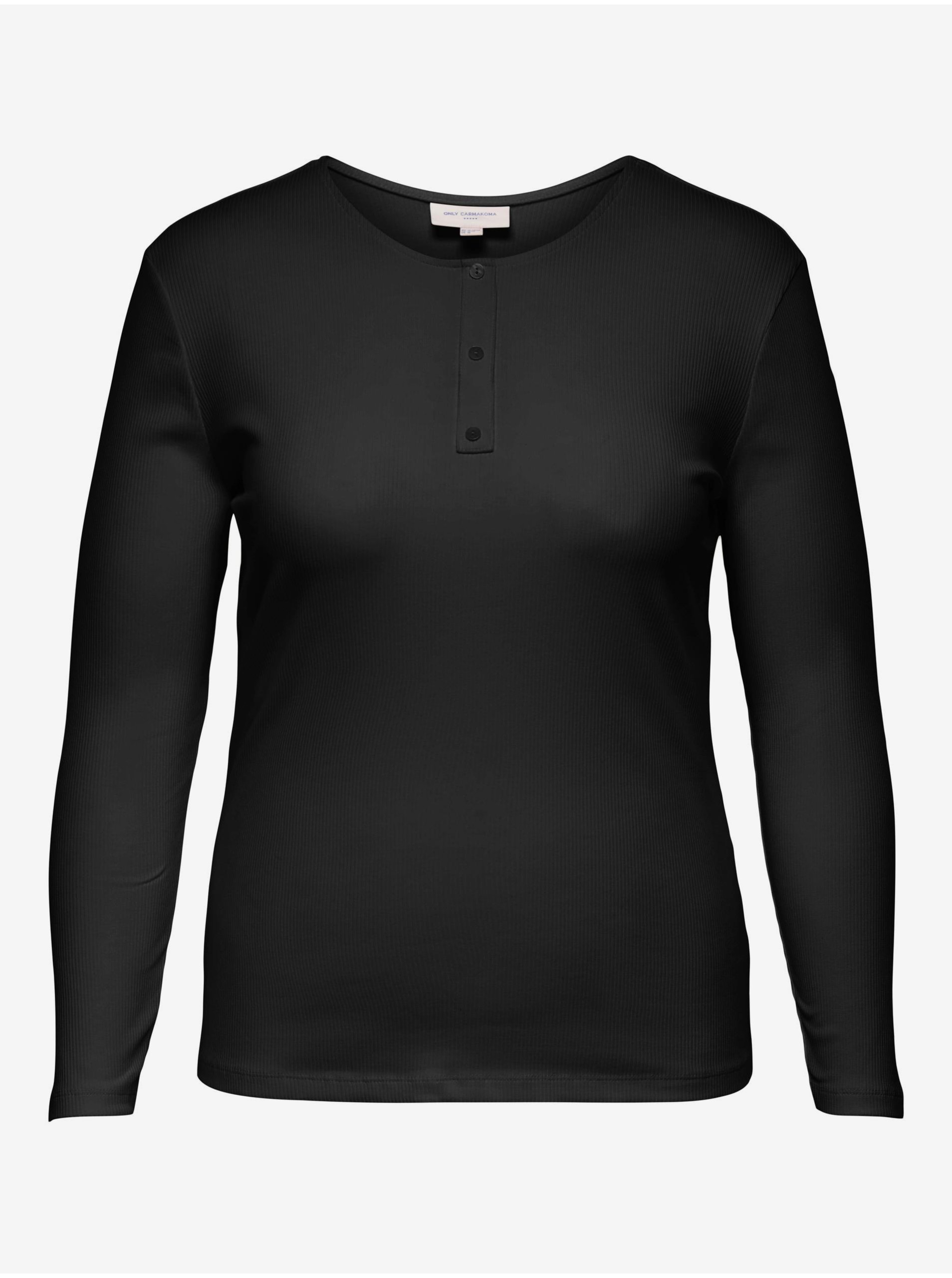 Lacno Čierne basic tričko s dlhým rukávom ONLY CARMAKOMA Adda