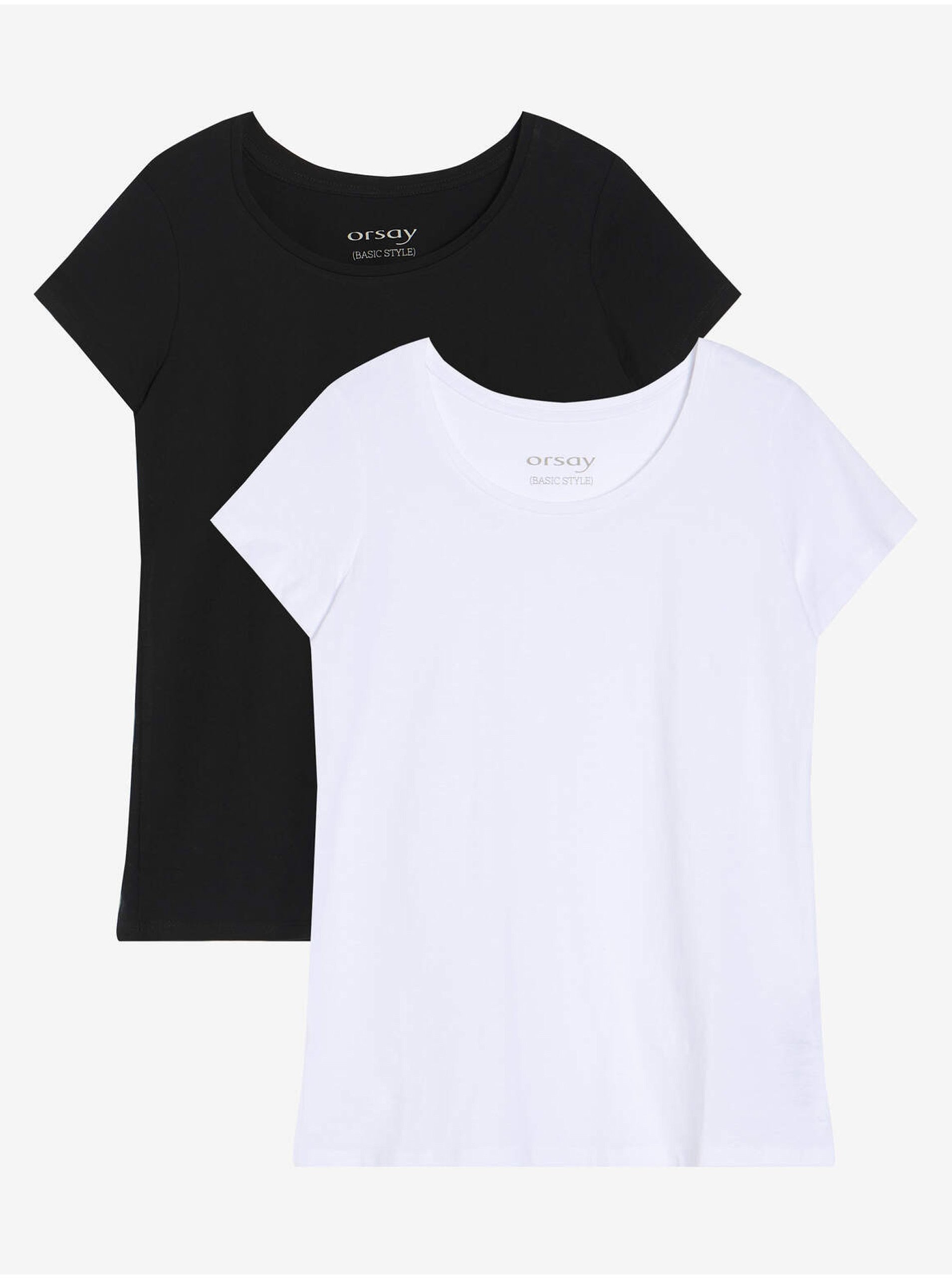 Levně Sada dvou dámských basic triček v bílé a černé barvě ORSAY