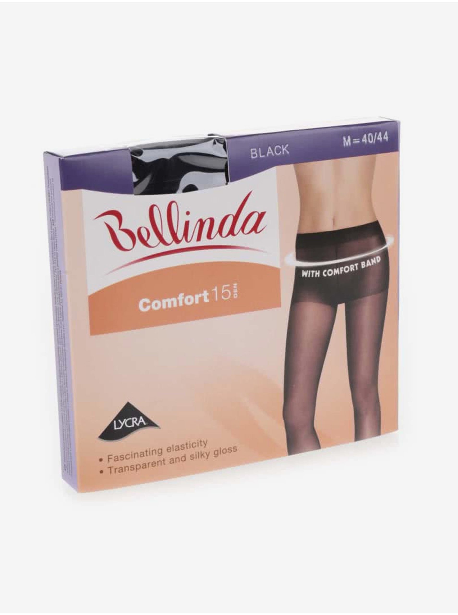 Lacno Černé punčochové kalhoty s širokým lemem v pase Bellinda Comfort 15 DEN