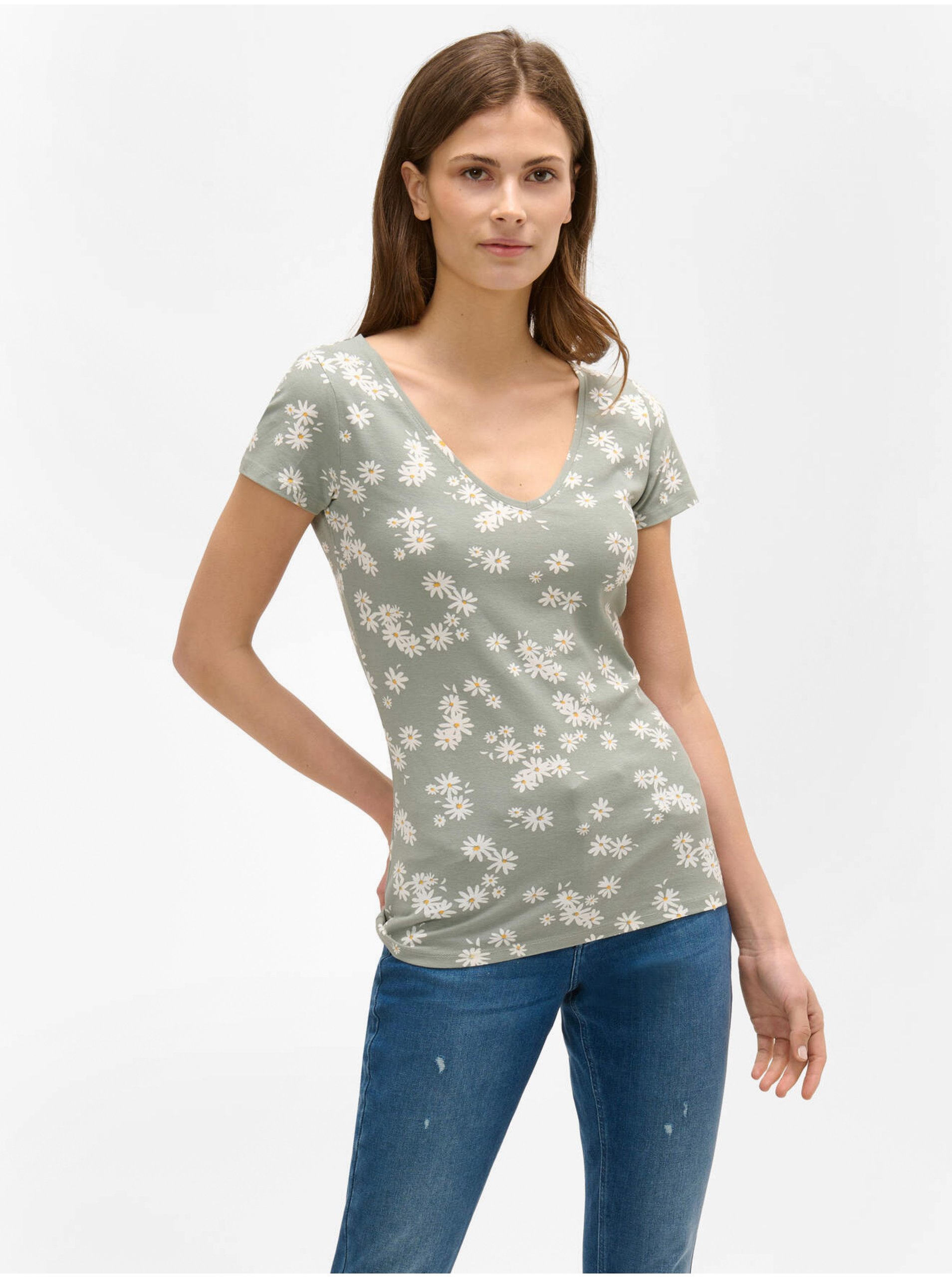 E-shop Světle zelené květované tričko ORSAY