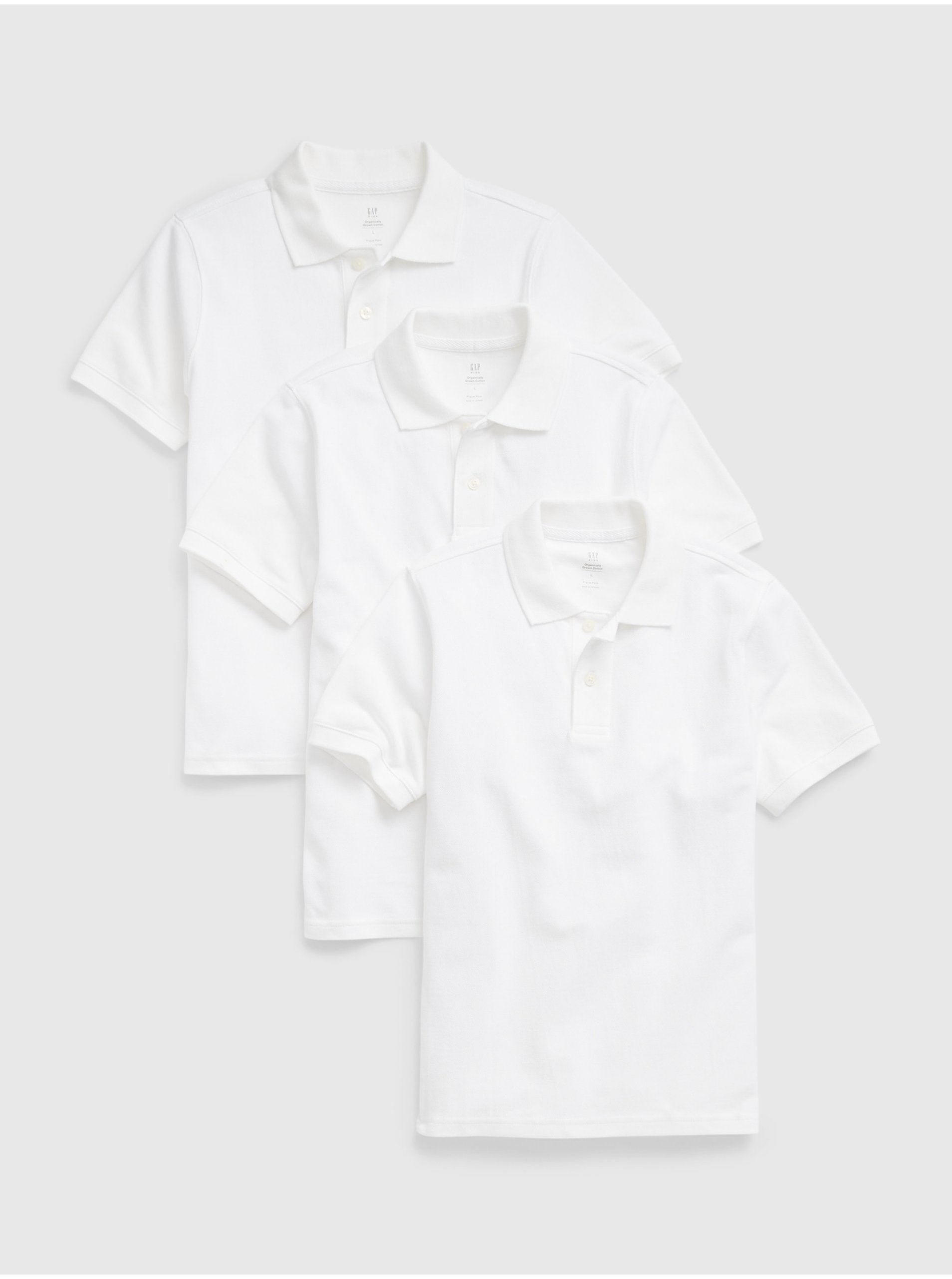 Levně Sada tří klučičích polo triček v bílé barvě GAP