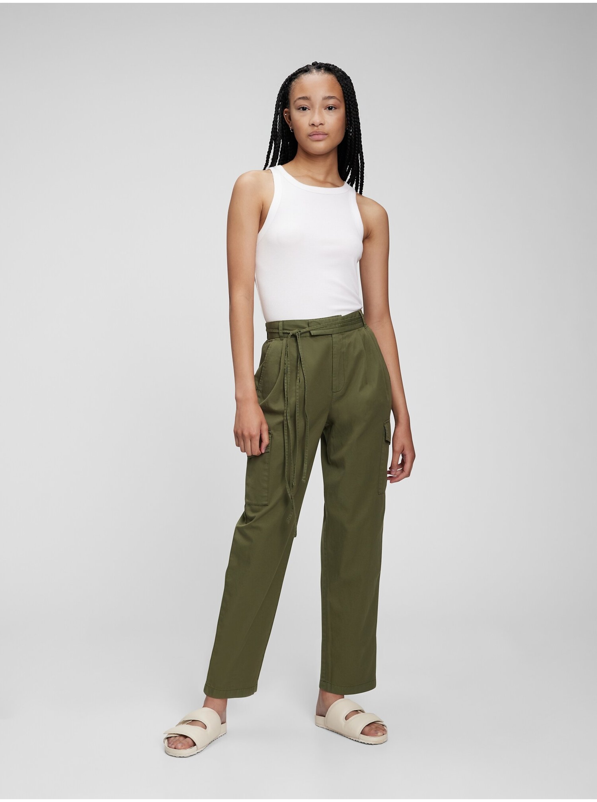 E-shop Zelené dámské kalhoty GAP