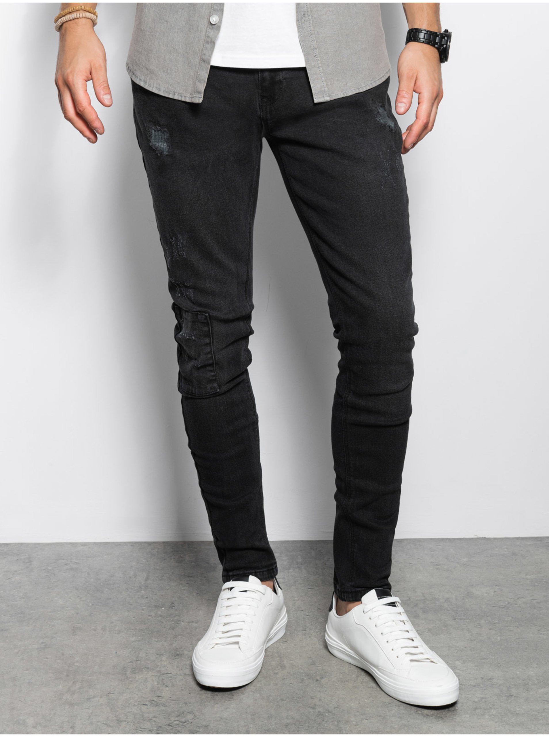 E-shop Černé pánské skinny fit džíny Ombre Clothing P1060