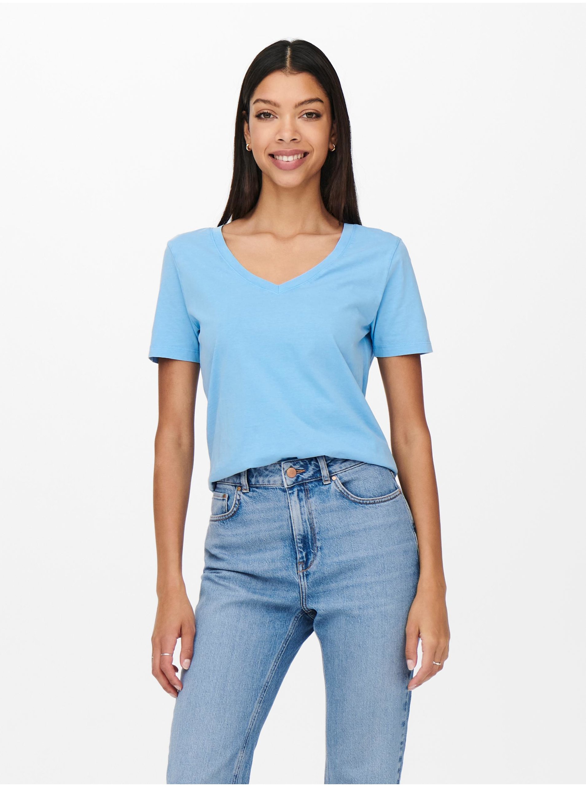 E-shop Světle modré basic tričko JDY Farock