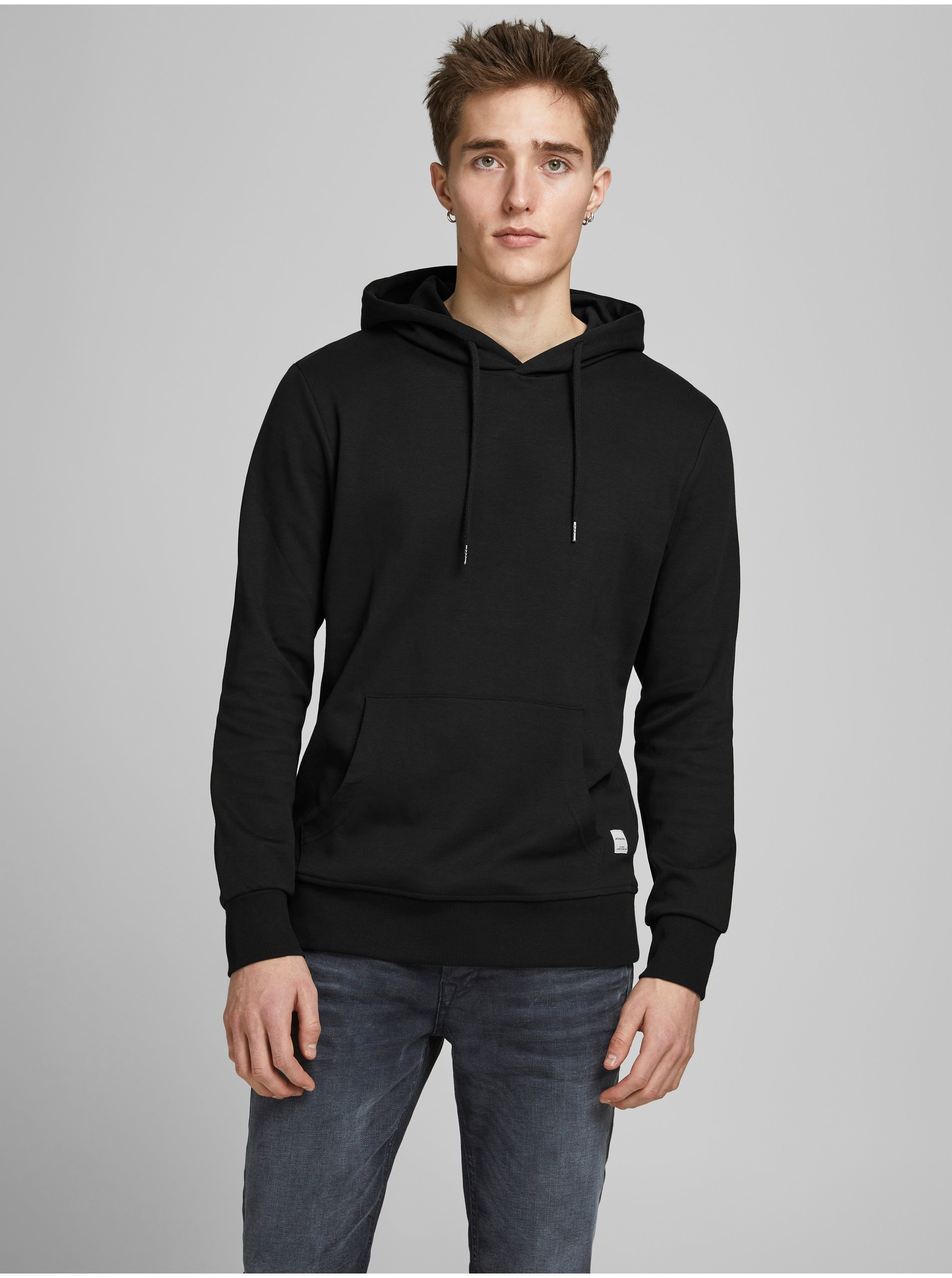 Lacno Čierna basic mikina s kapucňou Jack & Jones Basic