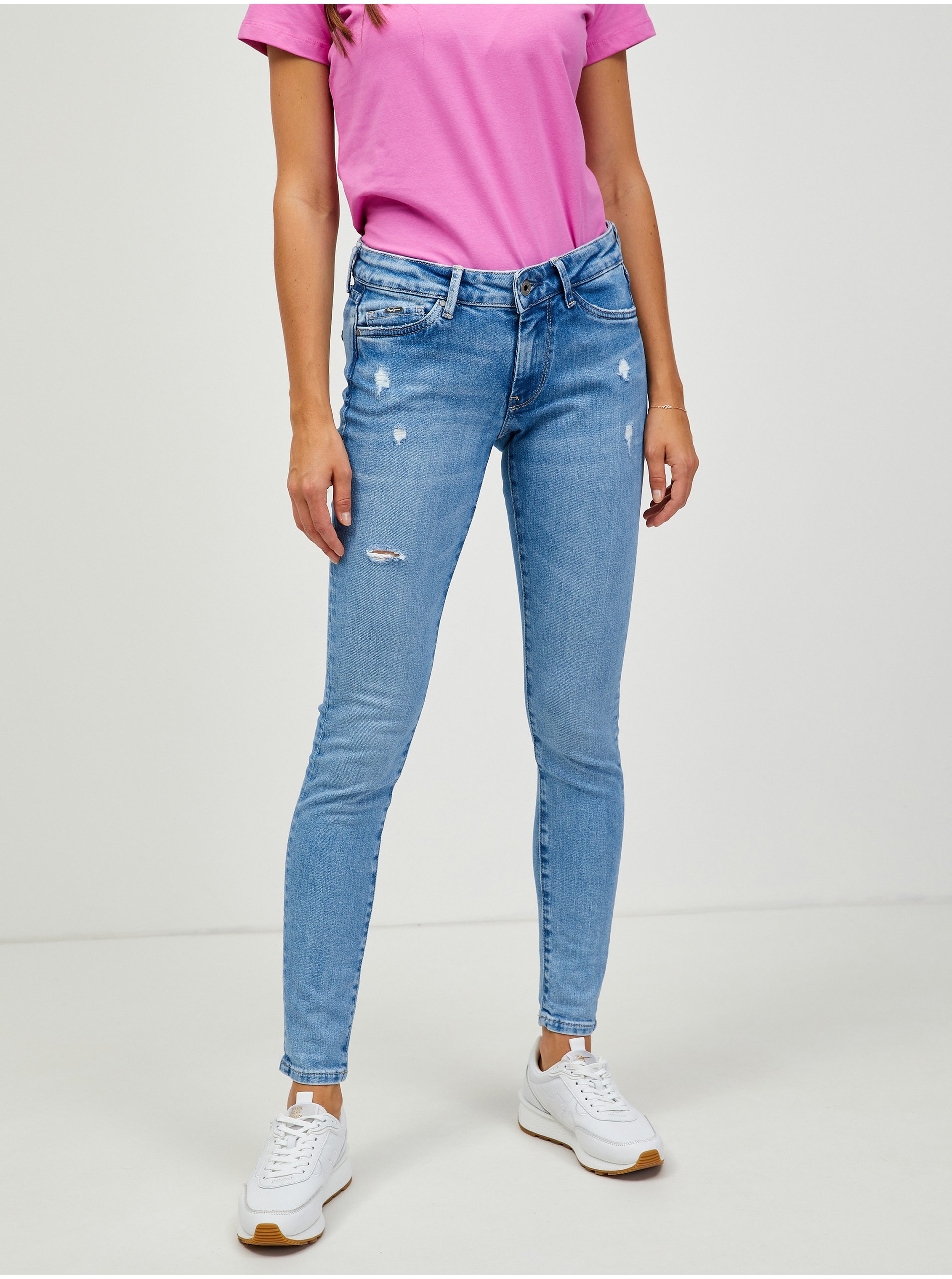 Lacno Svetlomodré dámske skinny fit rifle Pepe Jeans Pixie