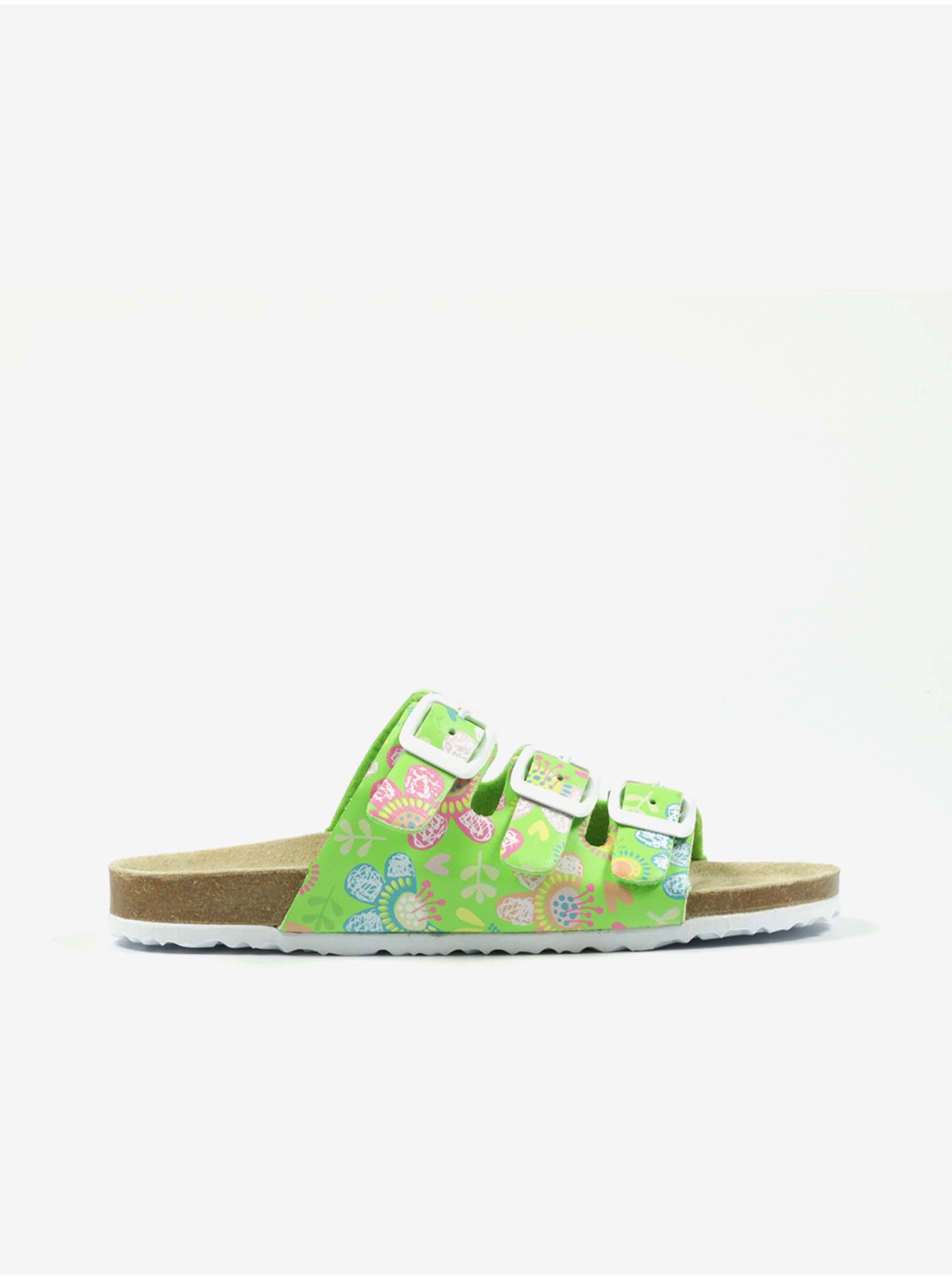 Lacno Zelené dievčenské kvetované papuče Richter