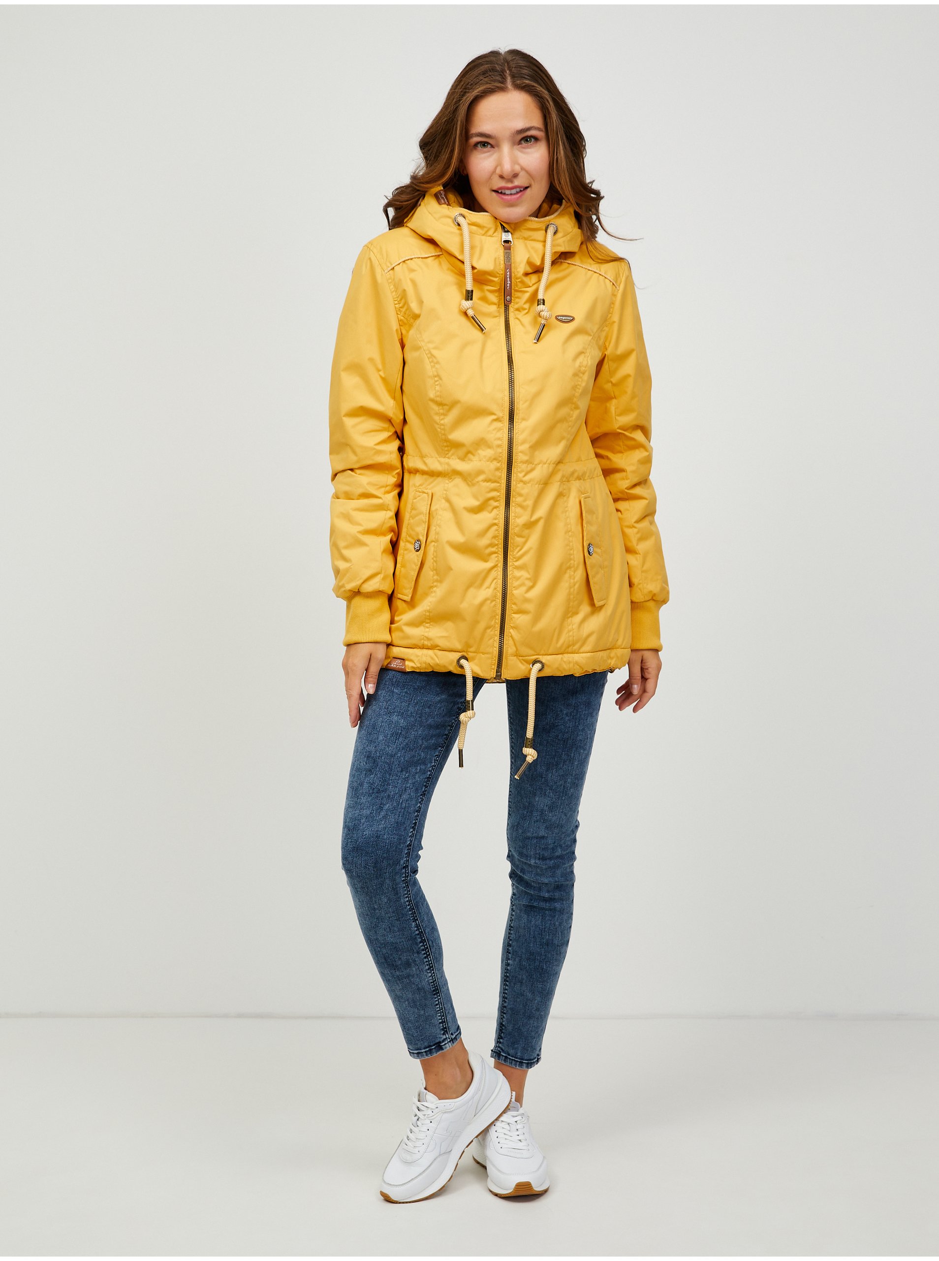 Levně Žlutá dámská zimní bunda s kapucí Ragwear Danka