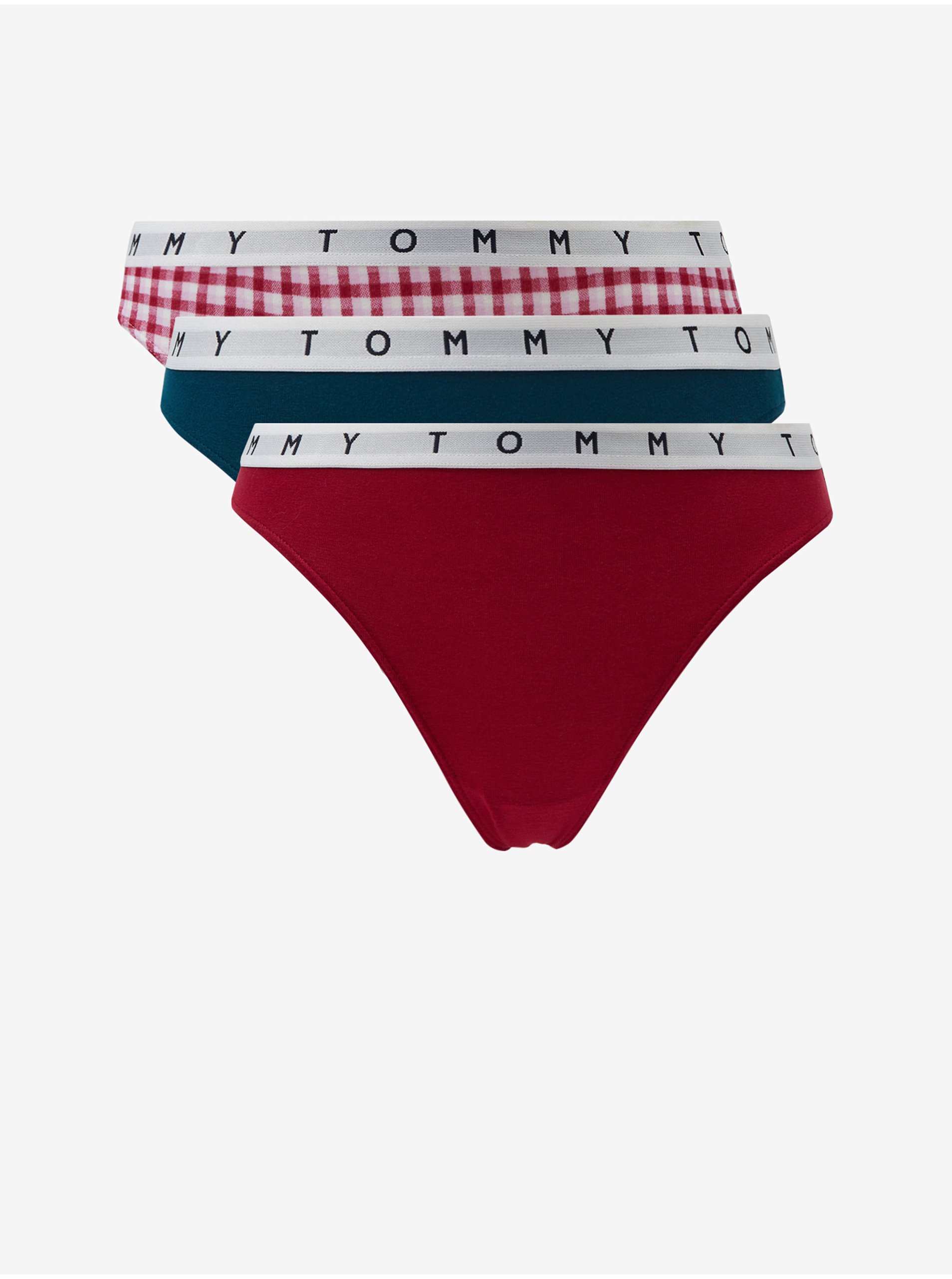 E-shop Sada tří tang v petrolejové a červené barvě Tommy Hilfiger Underwear