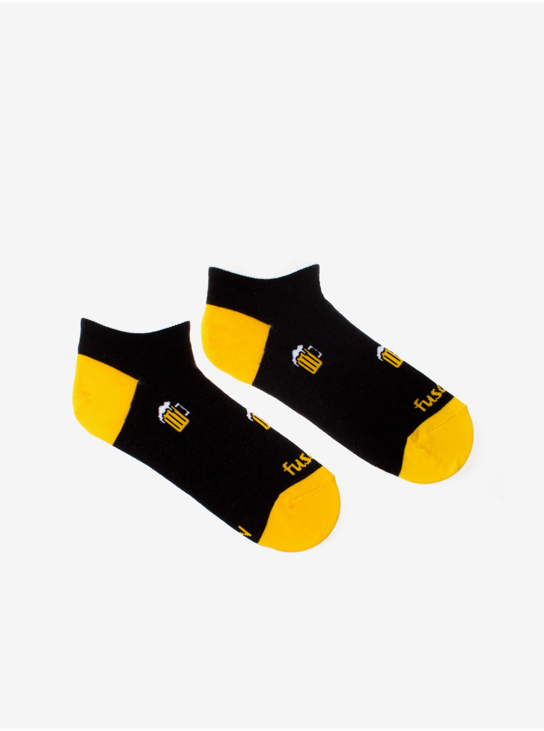 Levně Žluto-černé vzorované ponožky Fusakle Pivní Salon