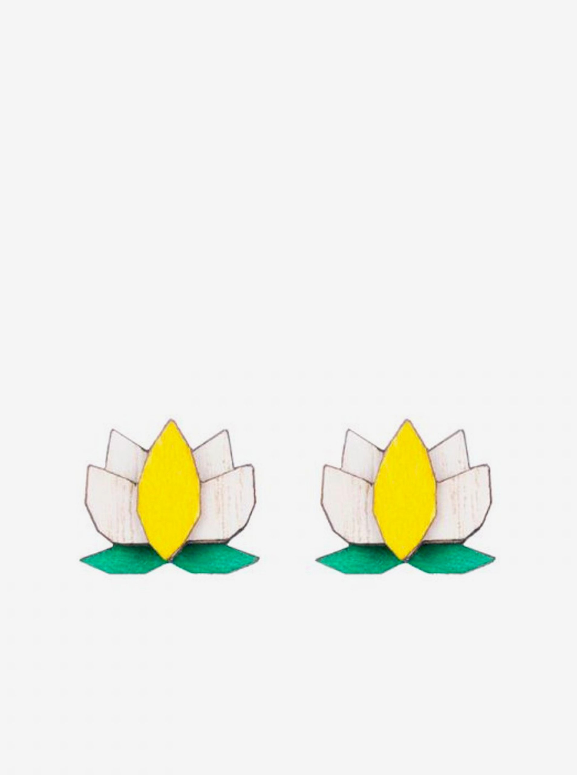Lacno Drevené náušnice BeWooden Yellow Lotus Earrings