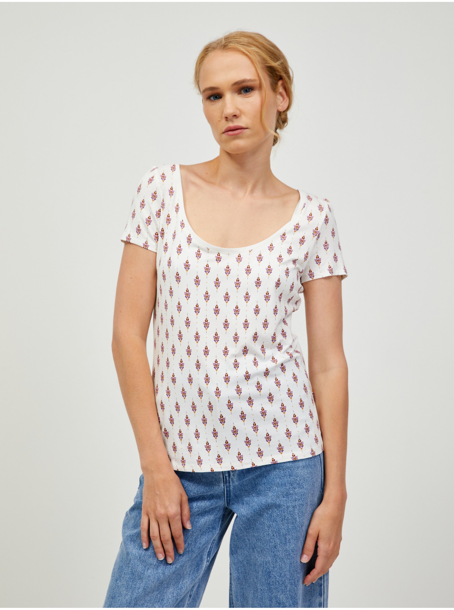 Levně Růžovo-krémové vzorované tričko ORSAY