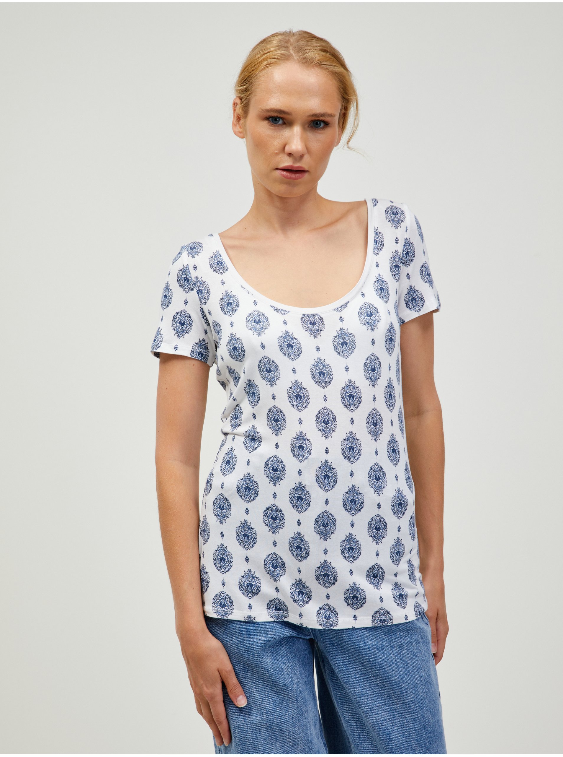 Lacno Modro-biele vzorované tričko ORSAY