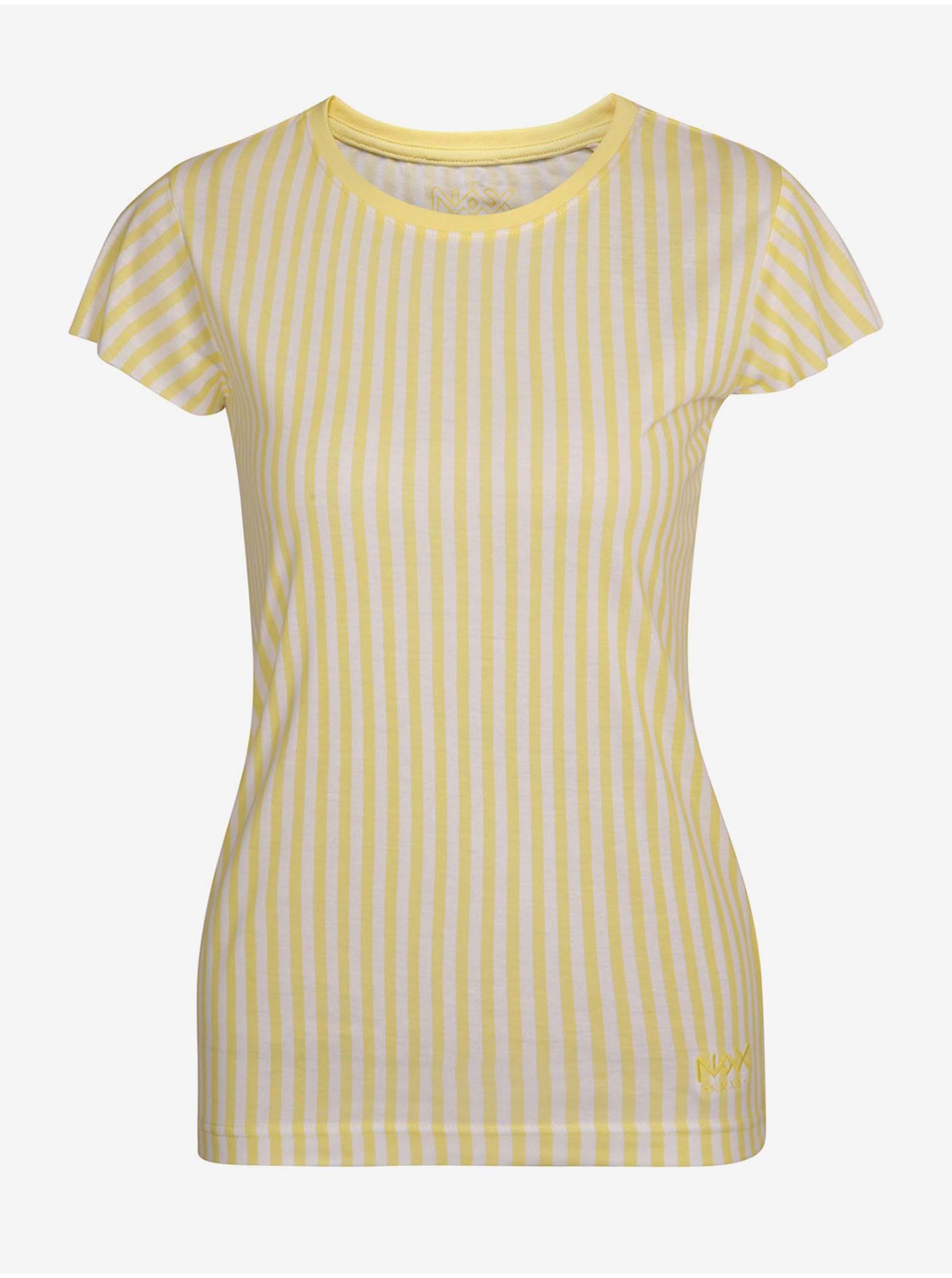 Levně Žluté dámské pruhované tričko NAX HUDERA