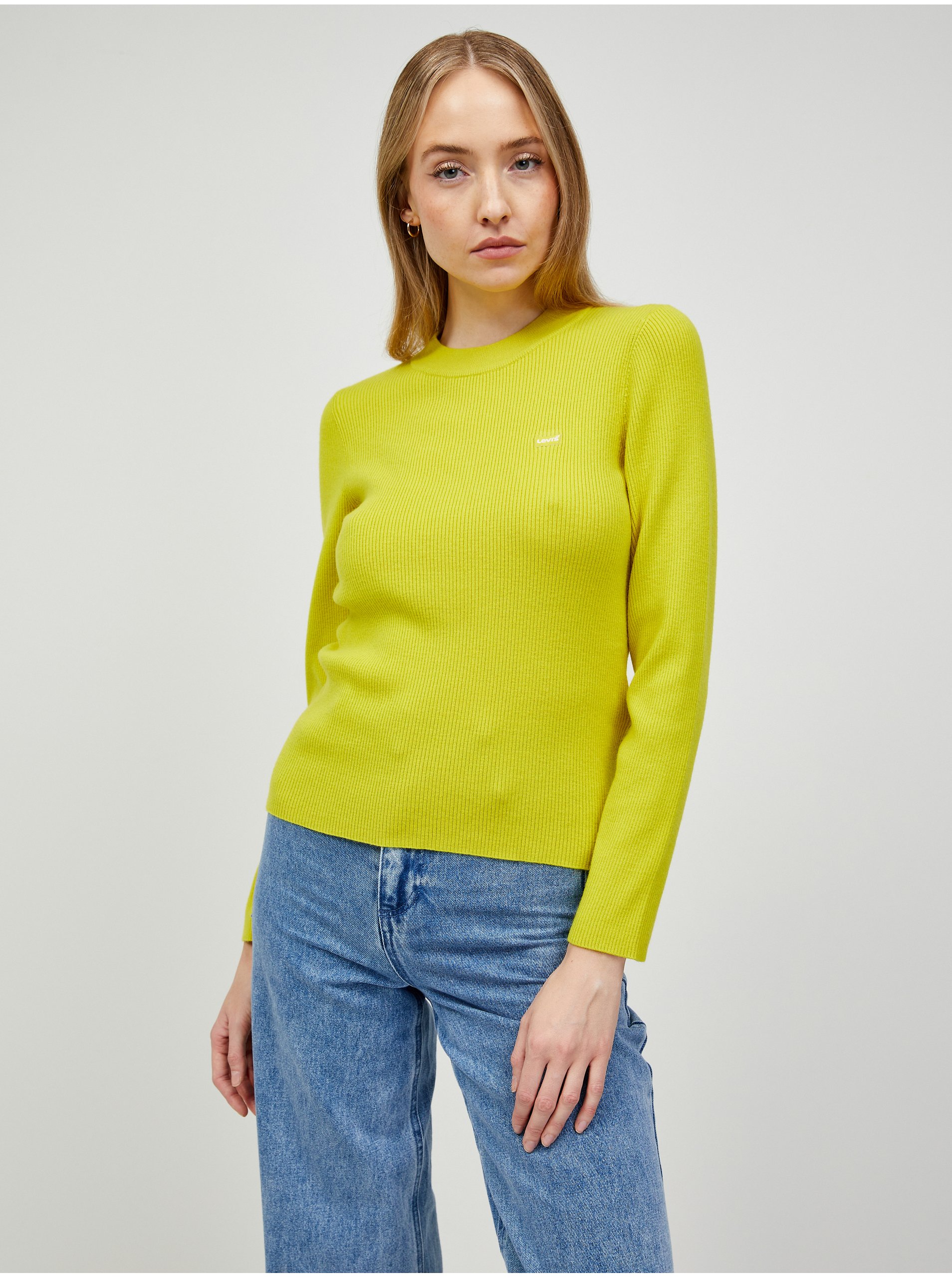 E-shop Žltý dámsky rebrovaný sveter Levi's® Crew Rib