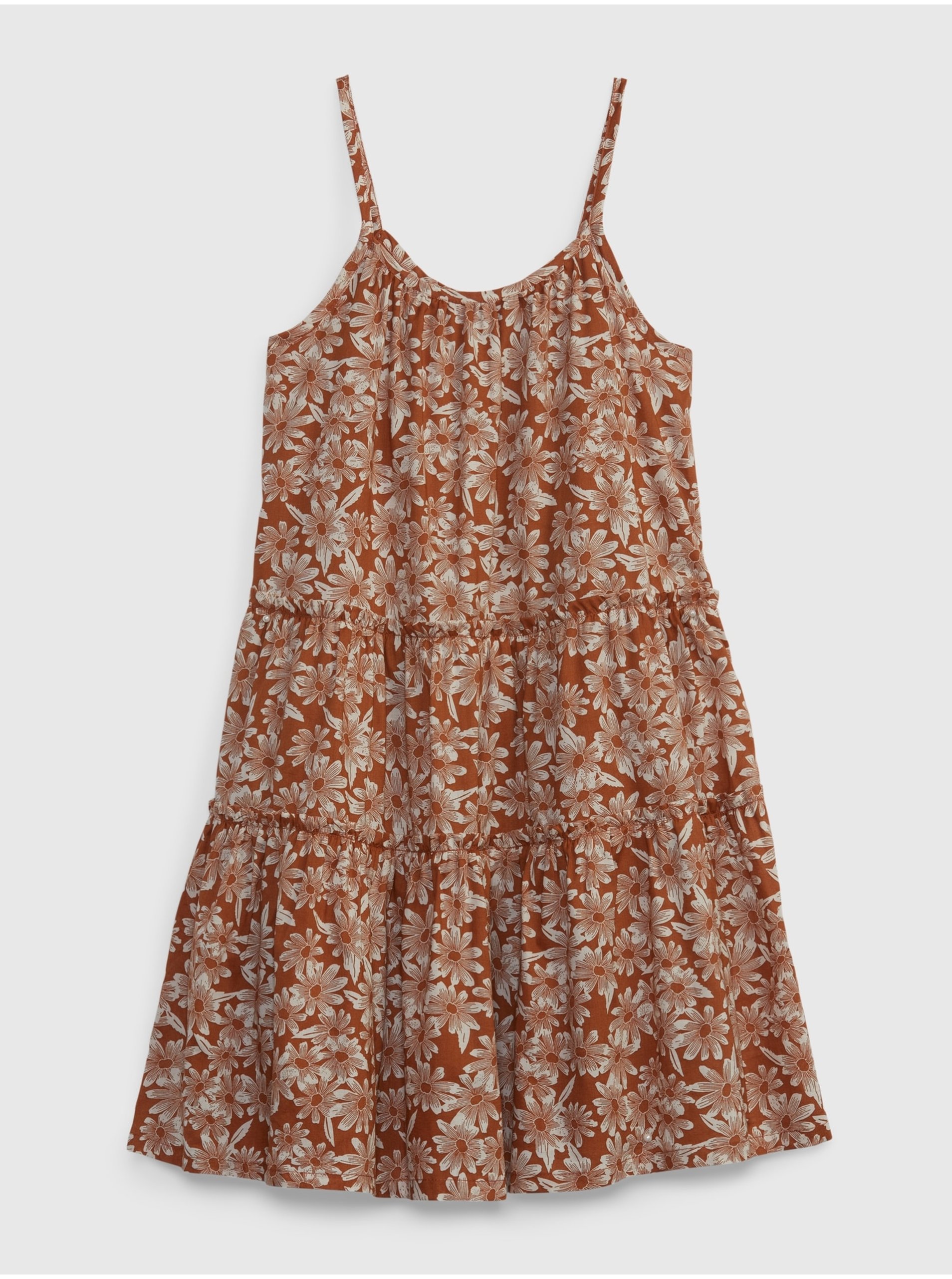 E-shop Hnedé dievčenské kvetované šaty na ramienka GAP