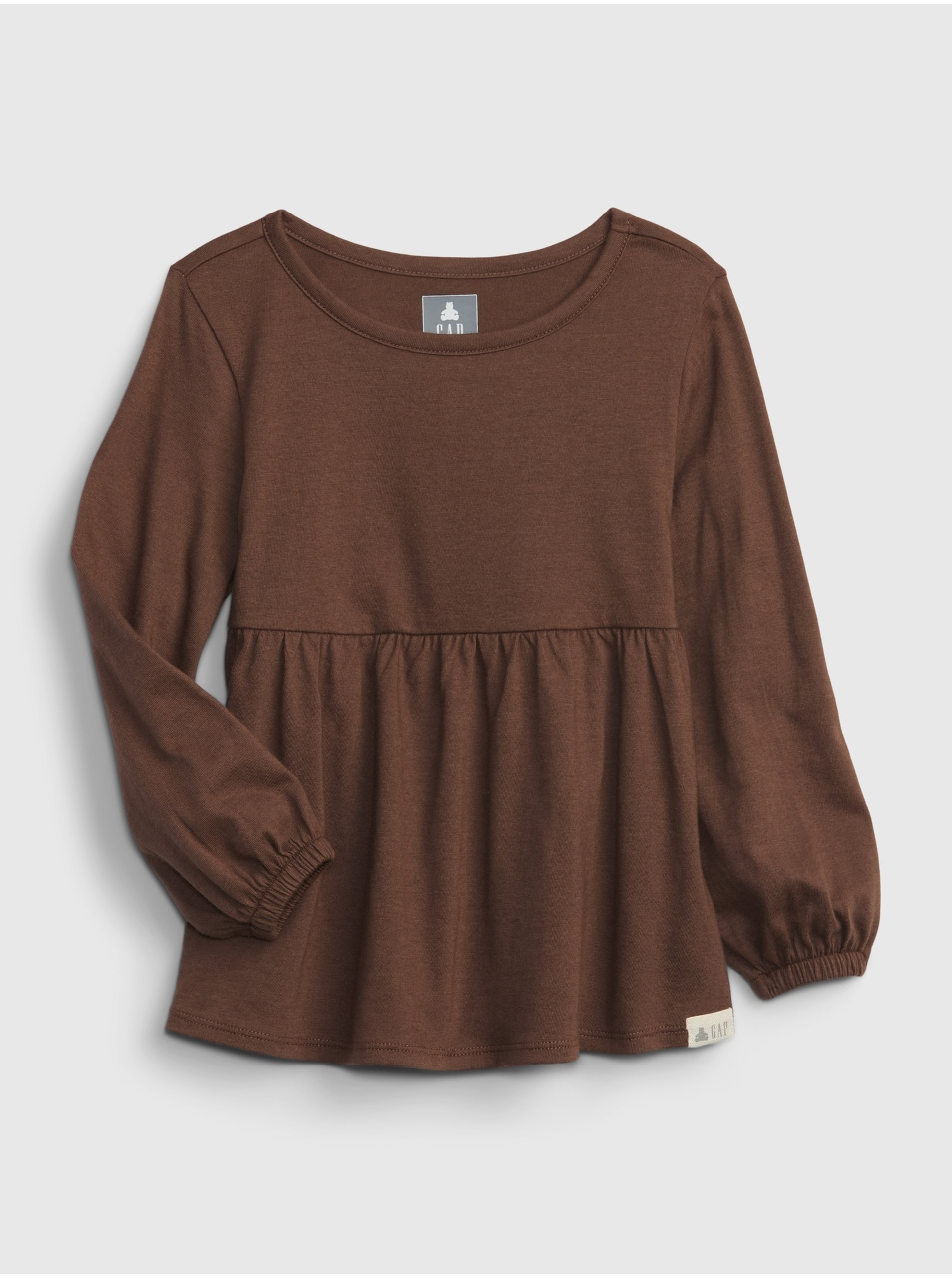E-shop Hnedé dievčenské tričko s dlhým rukávom GAP