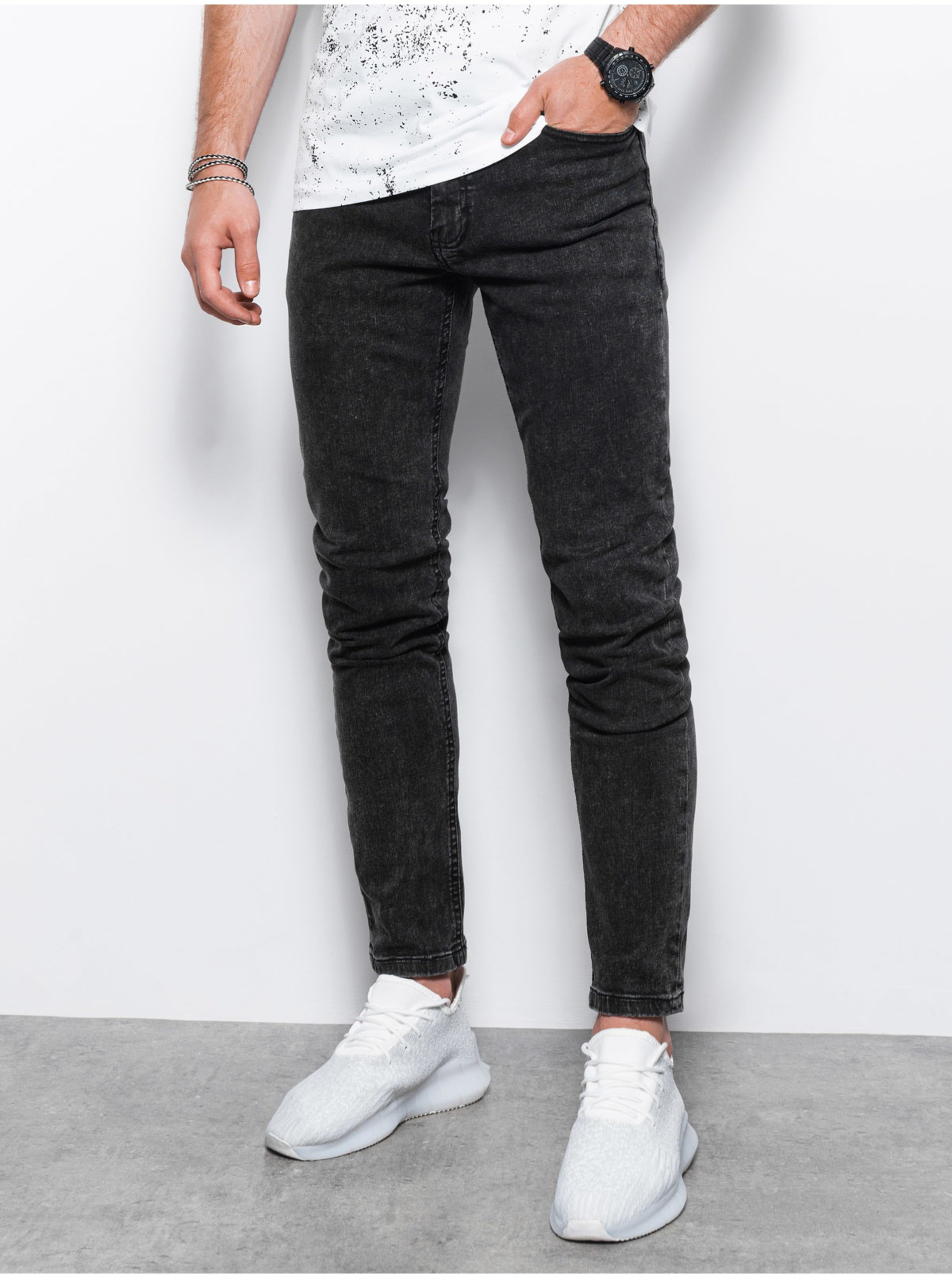 E-shop Černé pánské skinny fit džíny Ombre Clothing P1062