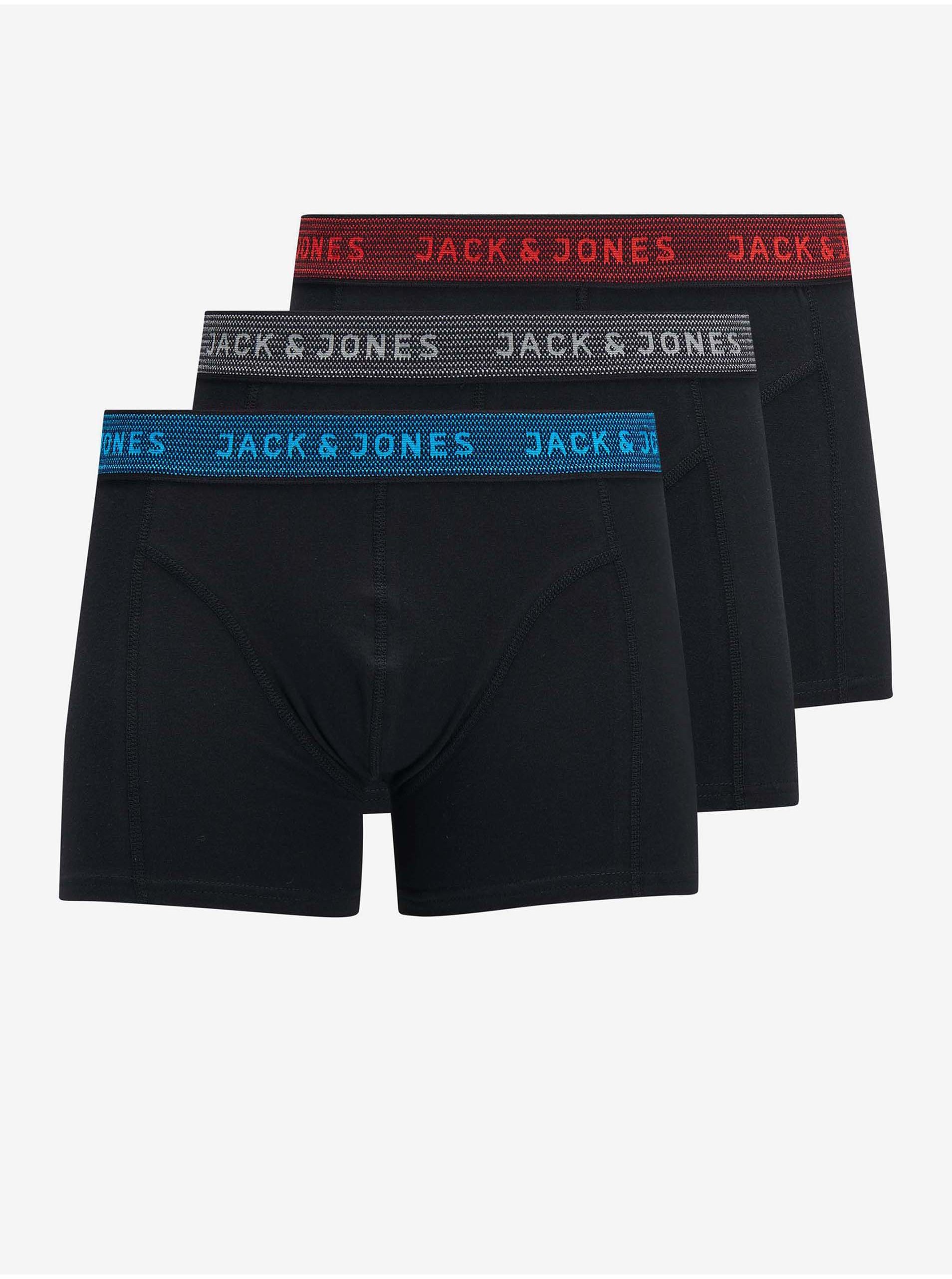 Levně Sada tří černých boxerek Jack & Jones