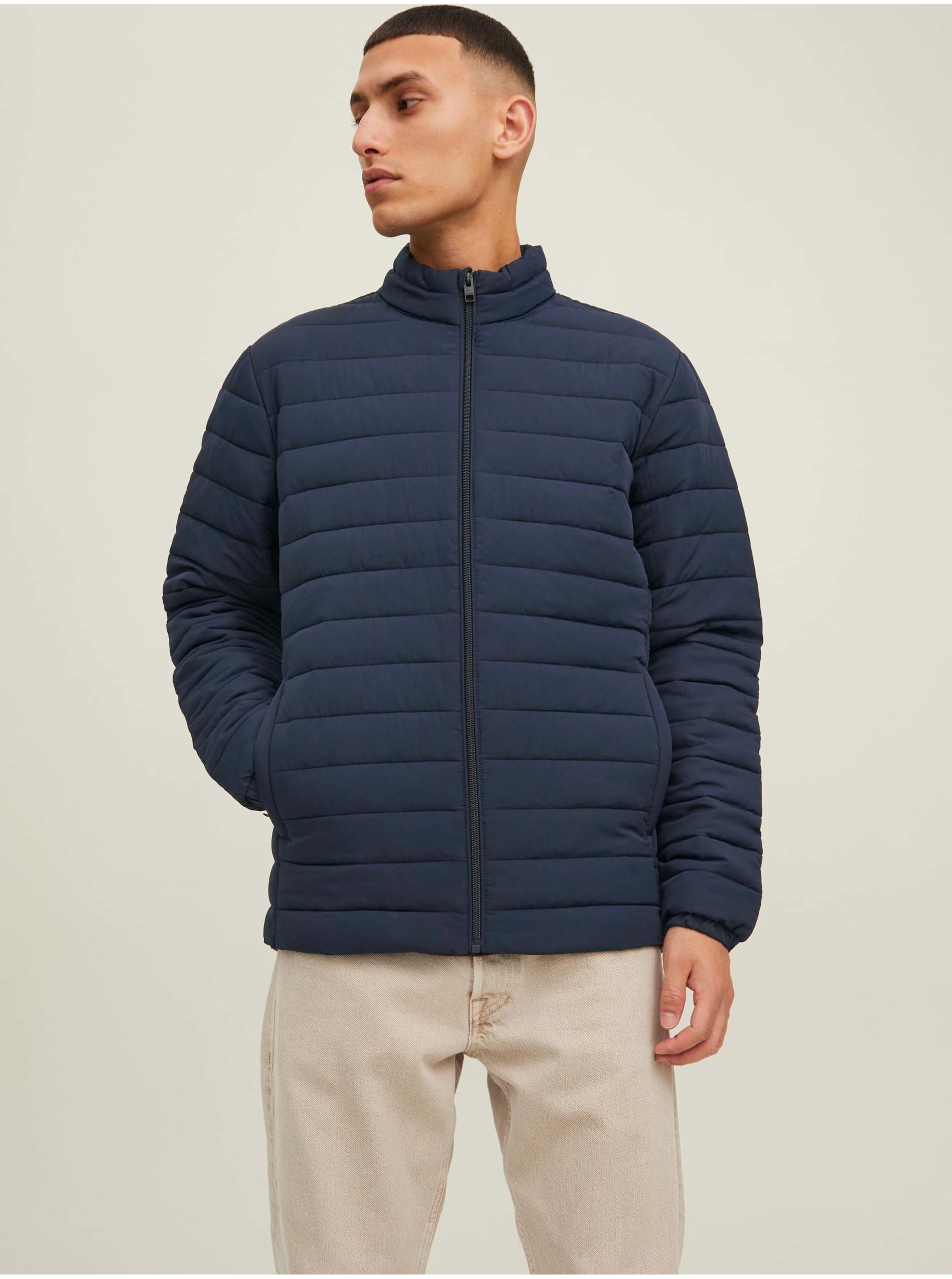 Lacno Tmavomodrá prešívaná bunda Jack & Jones Puffer