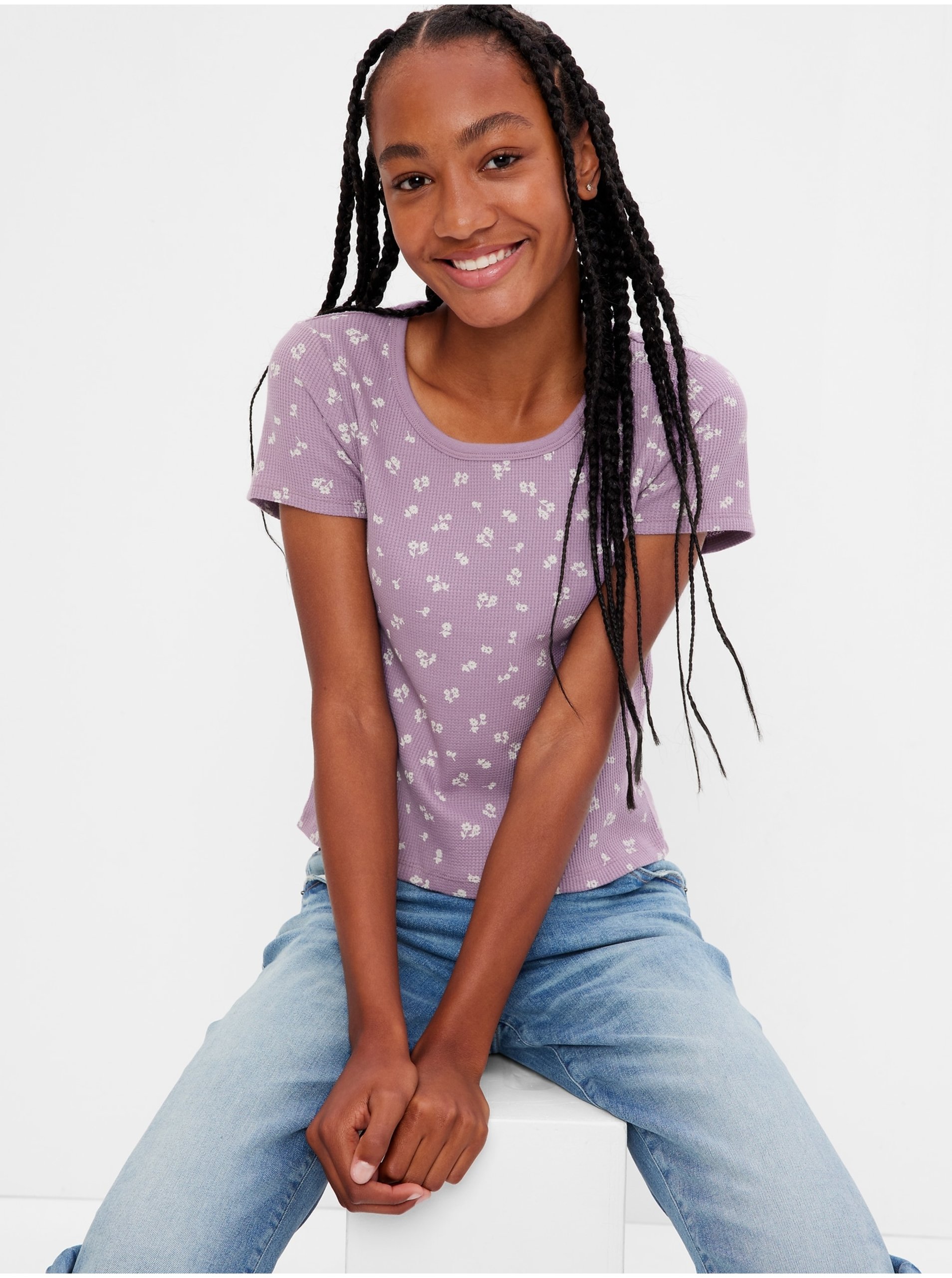E-shop Světle fialové holčičí vzorované tričko GAP