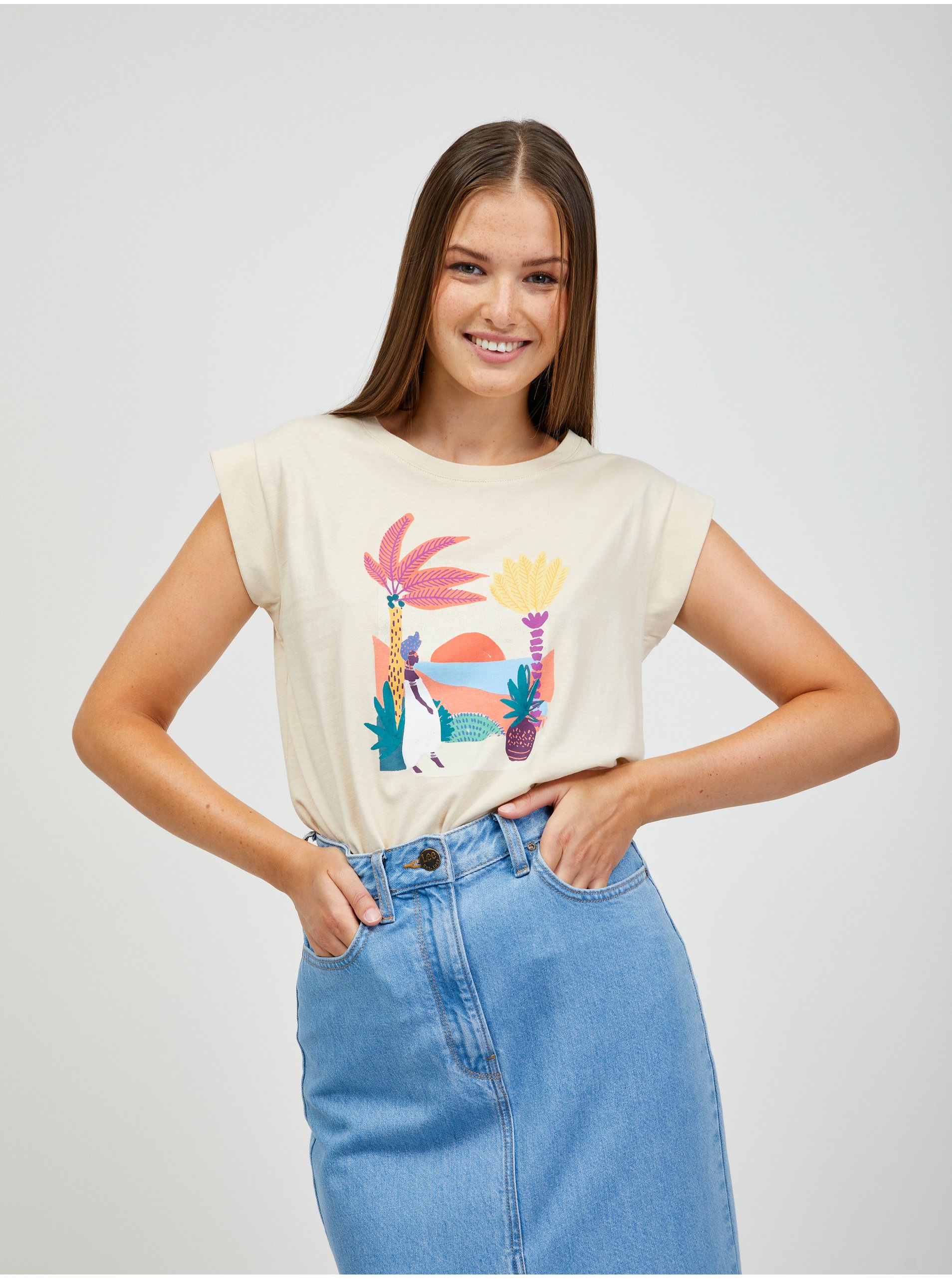 E-shop Béžové tričko ORSAY