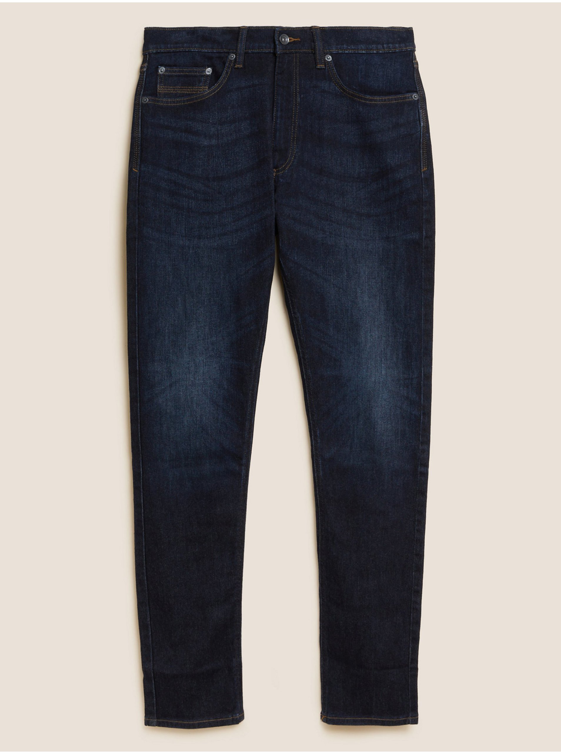 Levně Tmavě modré pánské strečové džíny úzkého střihu Marks & Spencer