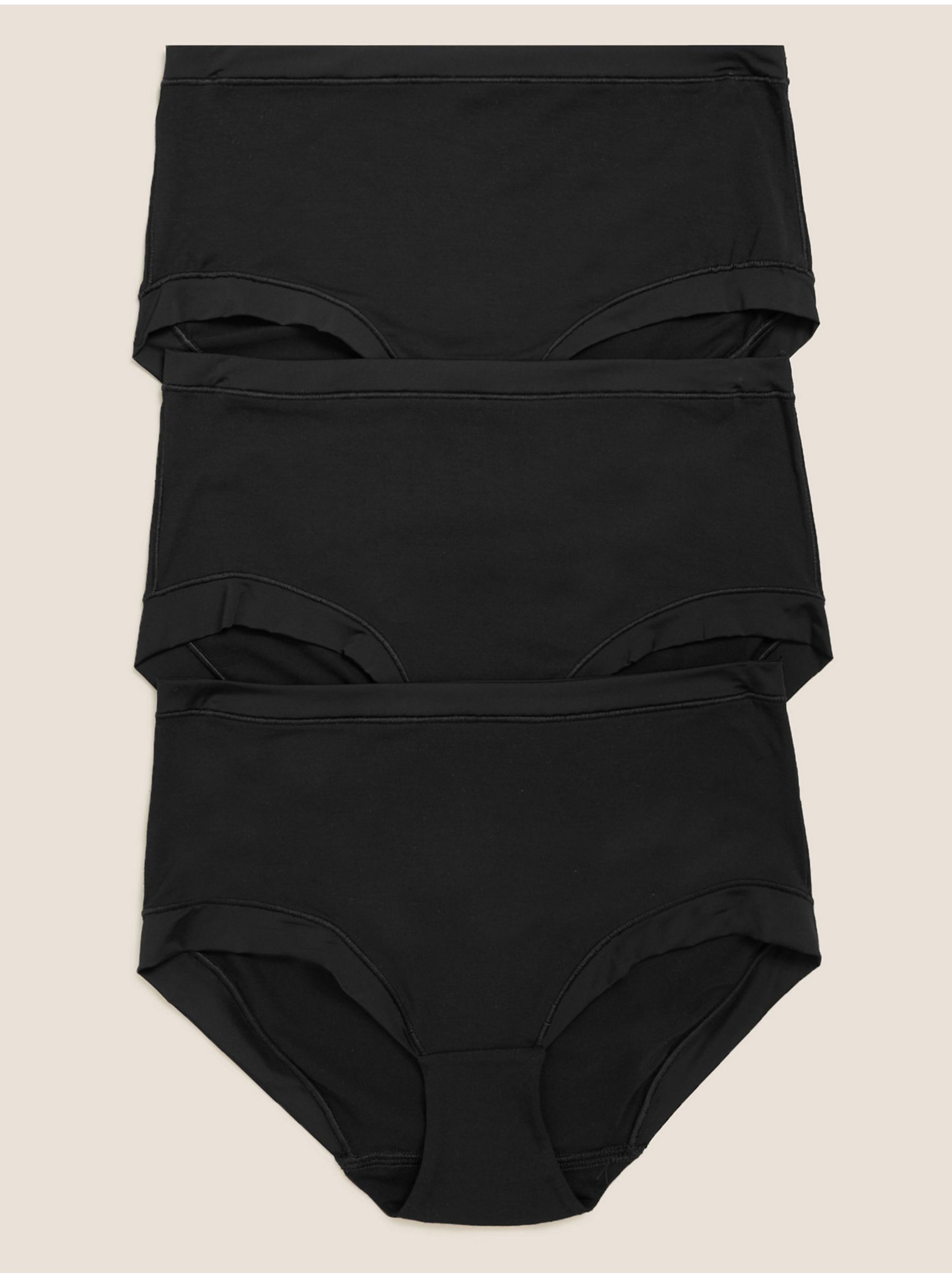 Levně Sada tří černých dámských kalhotek Marks & Spencer Flexifit™