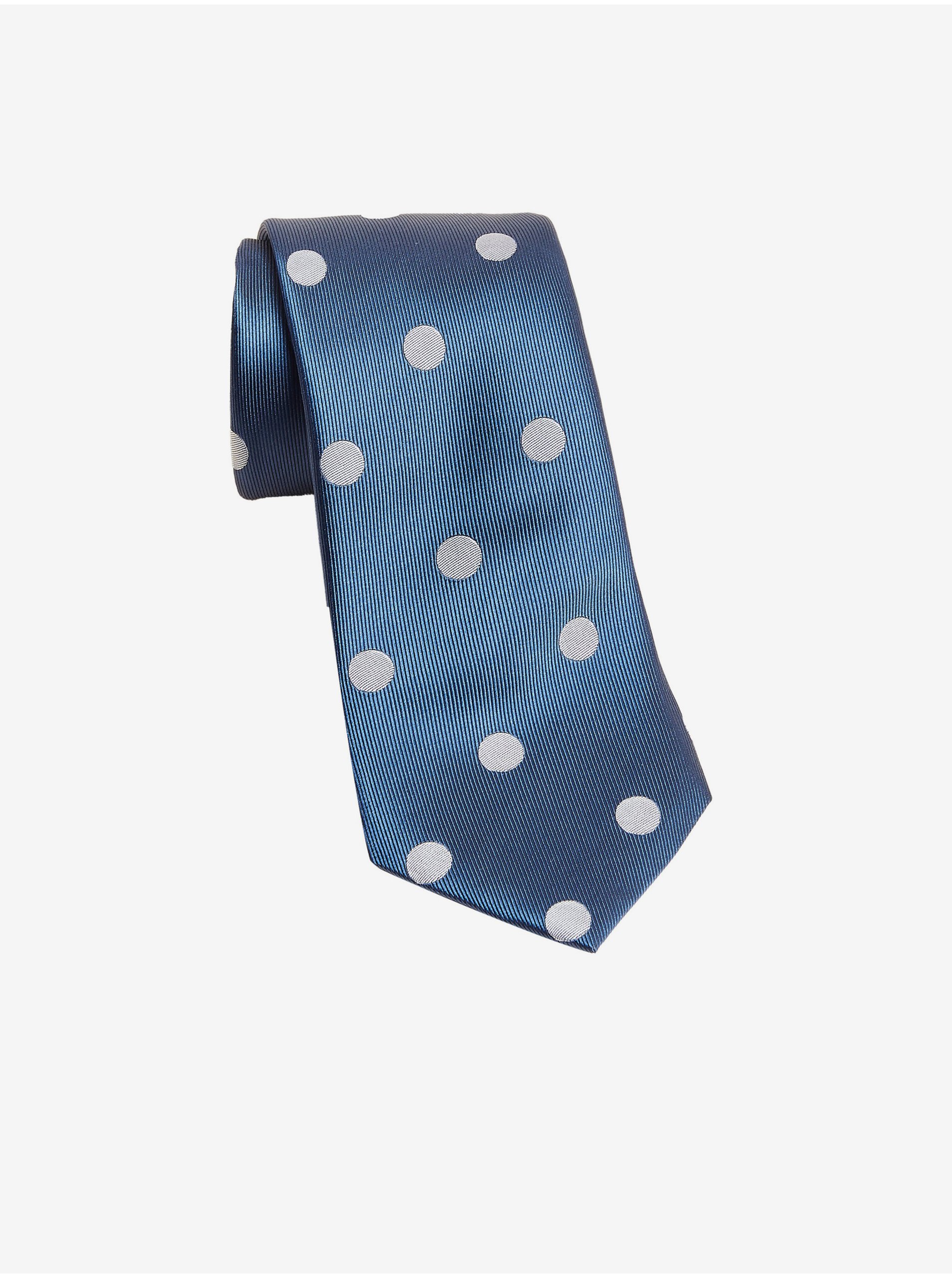 Levně Modrá pánská puntíkovaná kravata Marks & Spencer