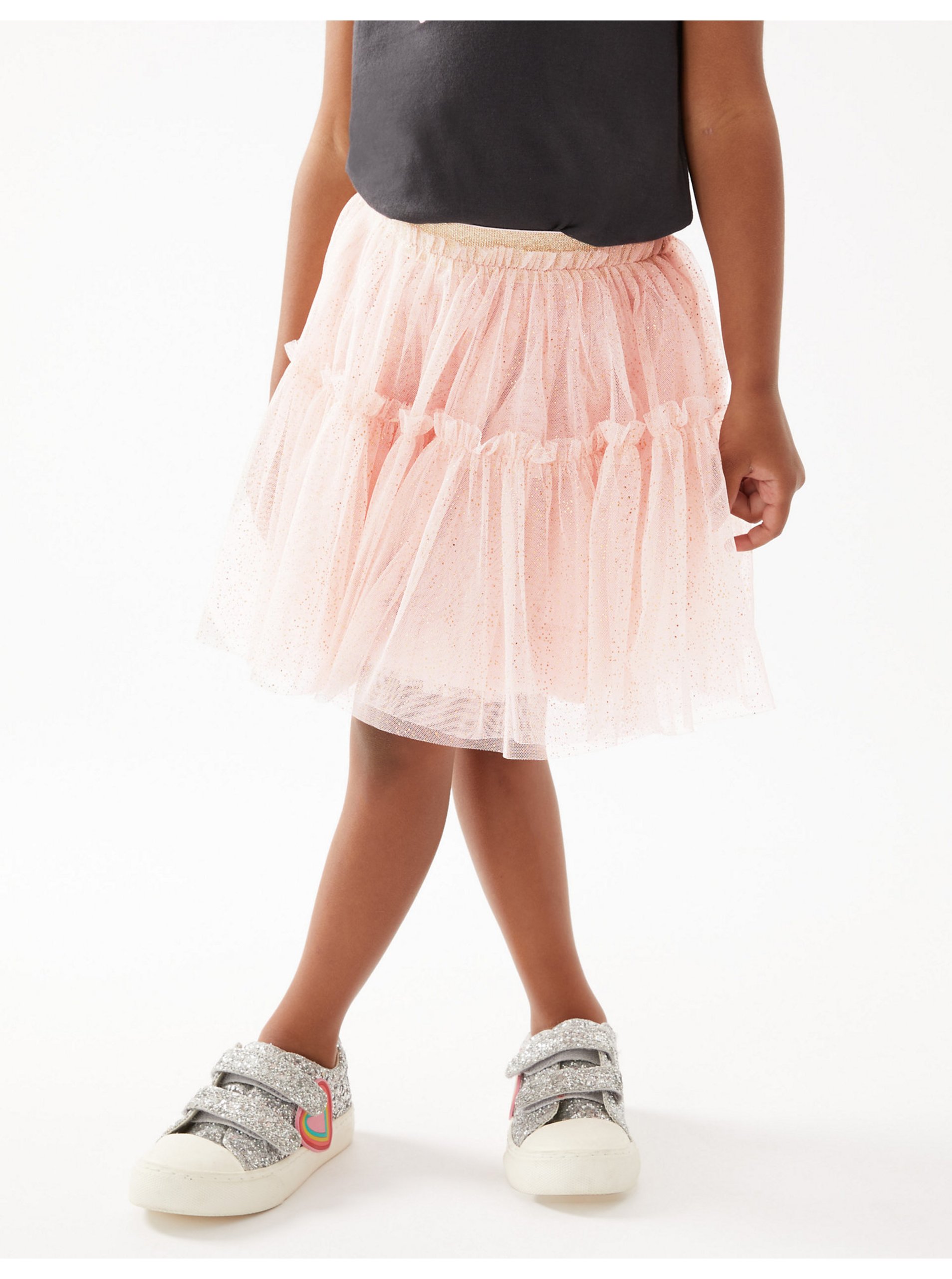 Levně Světle růžová holčičí lesklá sukně Marks & Spencer
