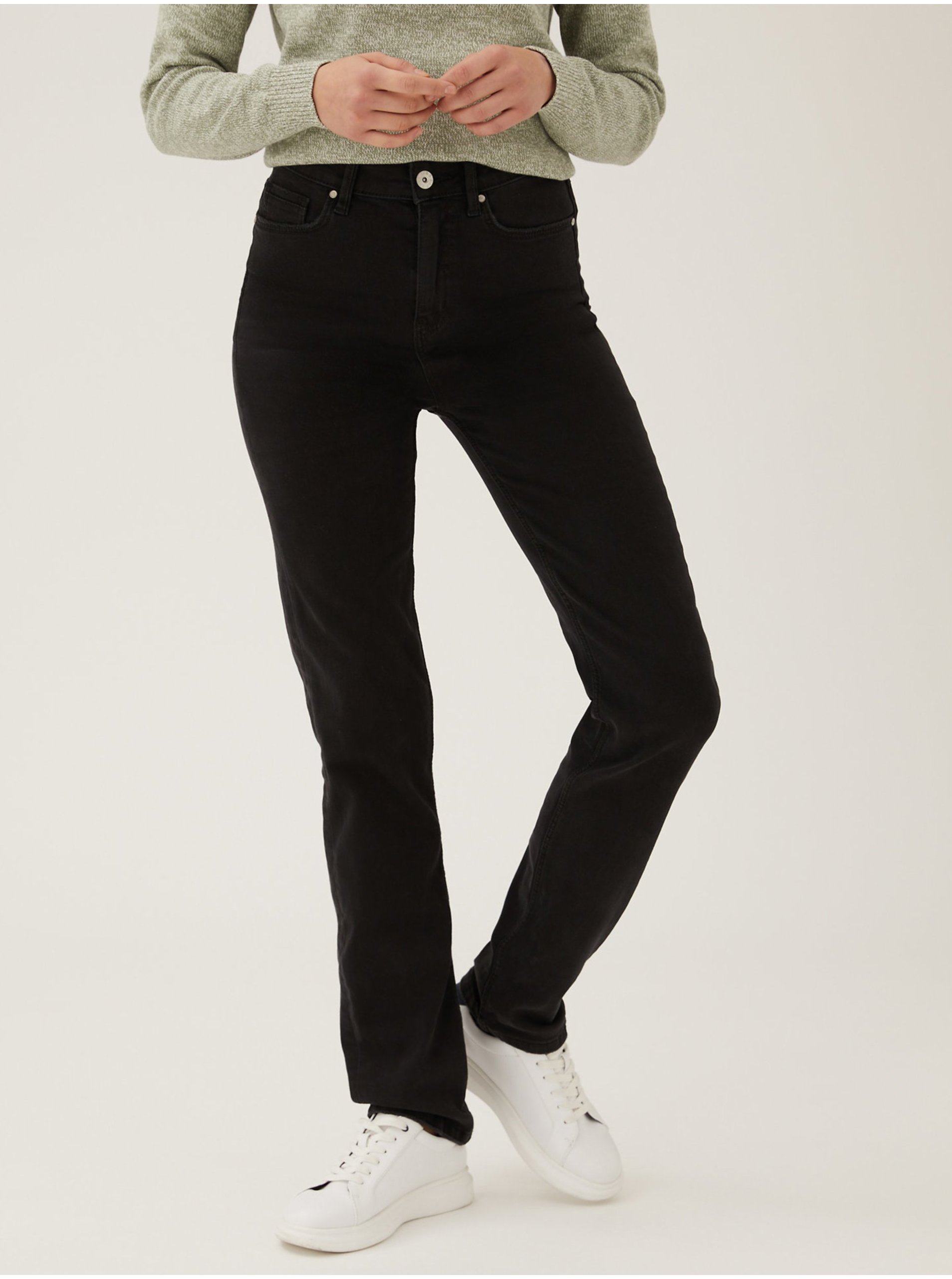Levně Černé dámské straight fit džíny Marks & Spencer Sienna