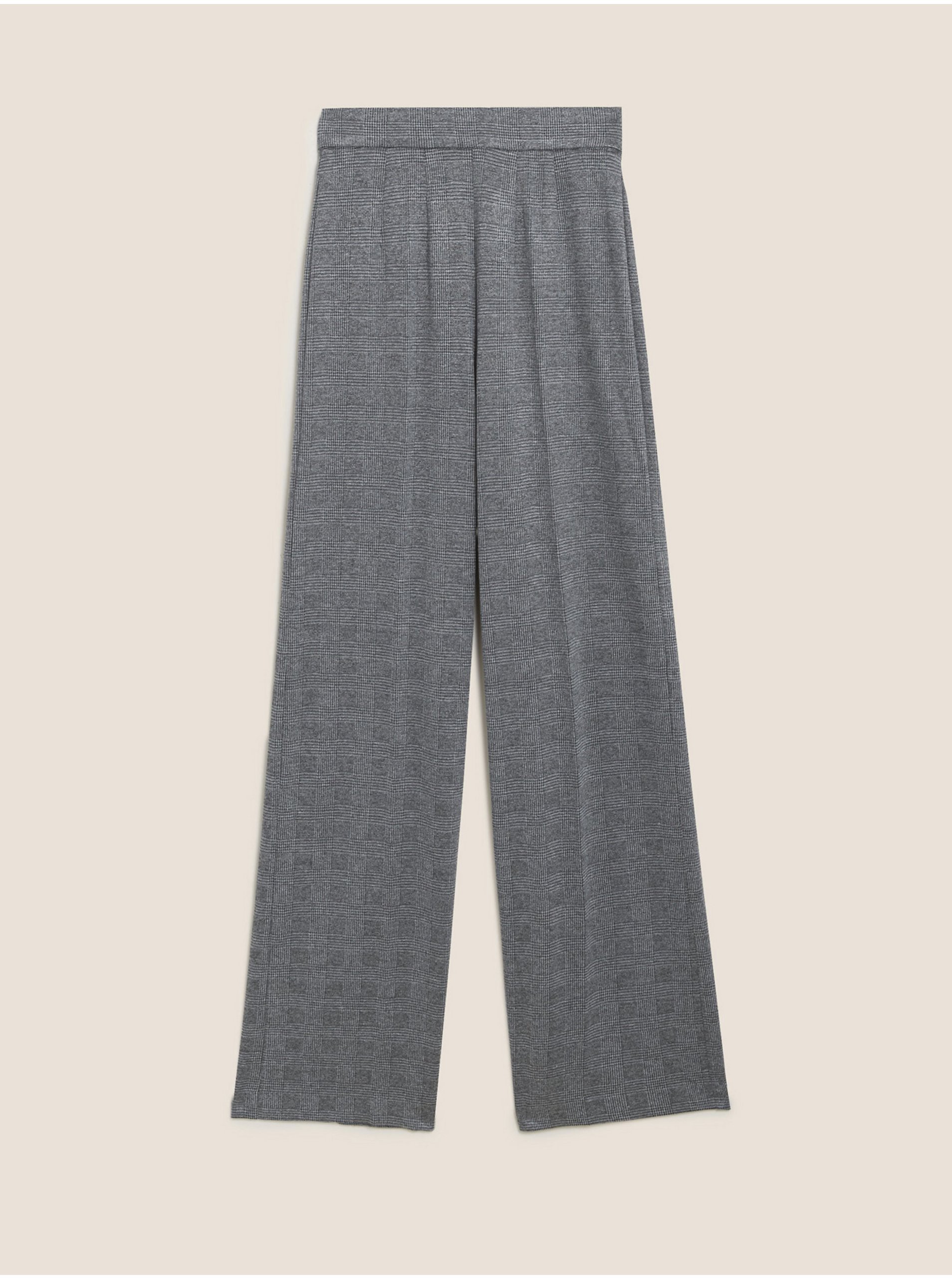 Levně Šedé dámské kostkované kalhoty Marks & Spencer
