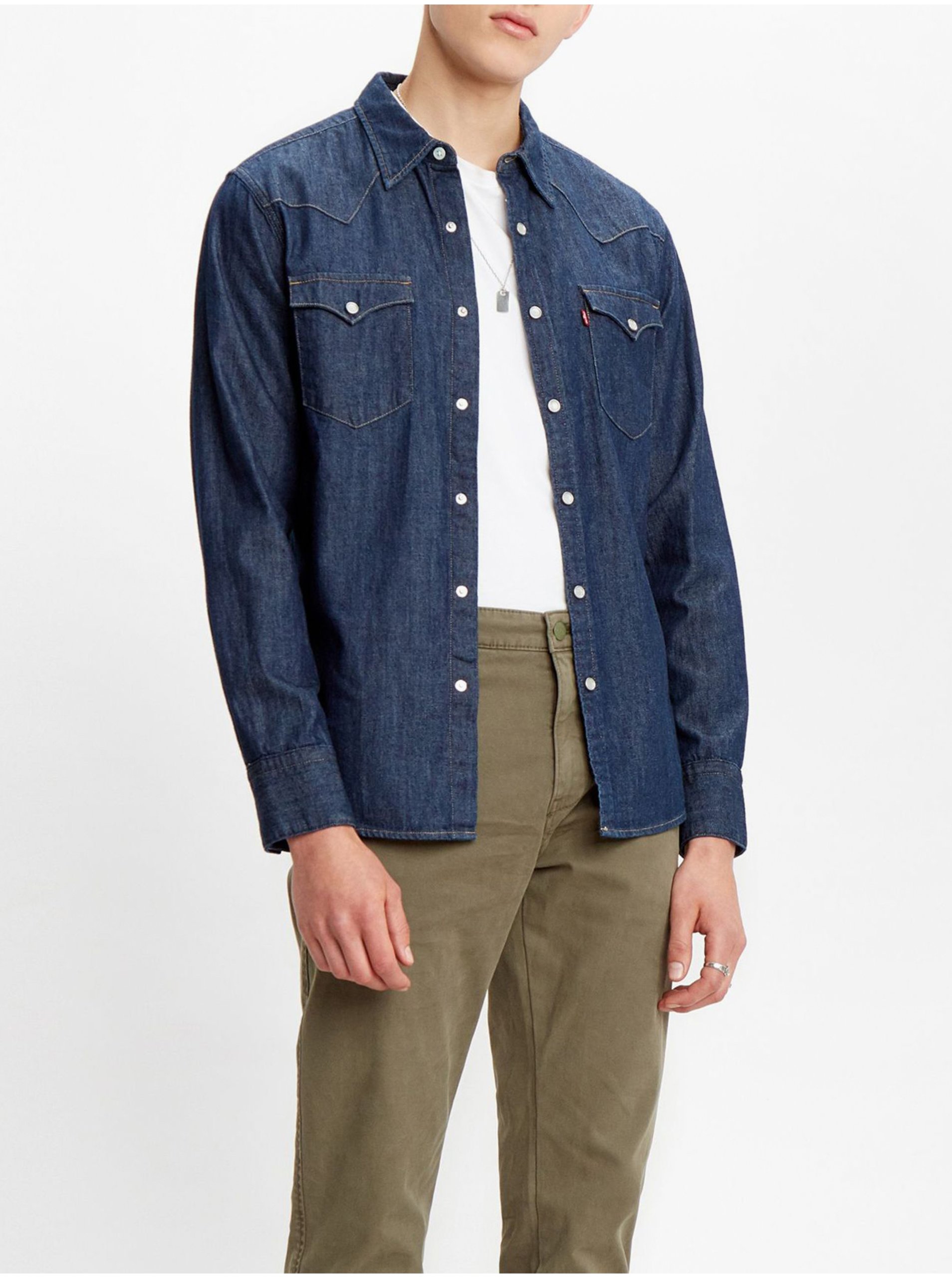 E-shop Tmavě modrá pánská džínová košile Levi's® Barstow Western