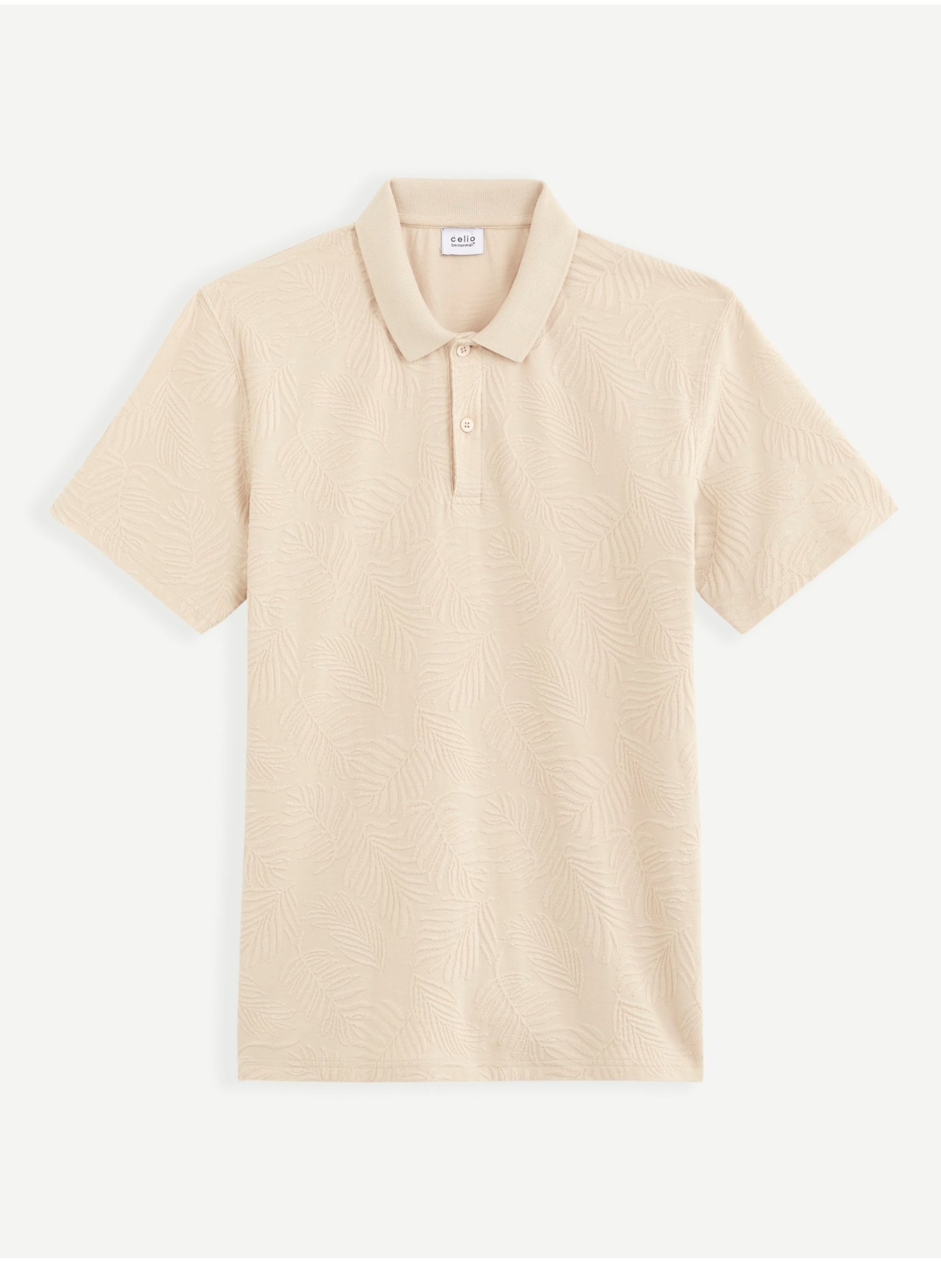 E-shop Béžové pánské vzorované polo tričko Celio Cekard