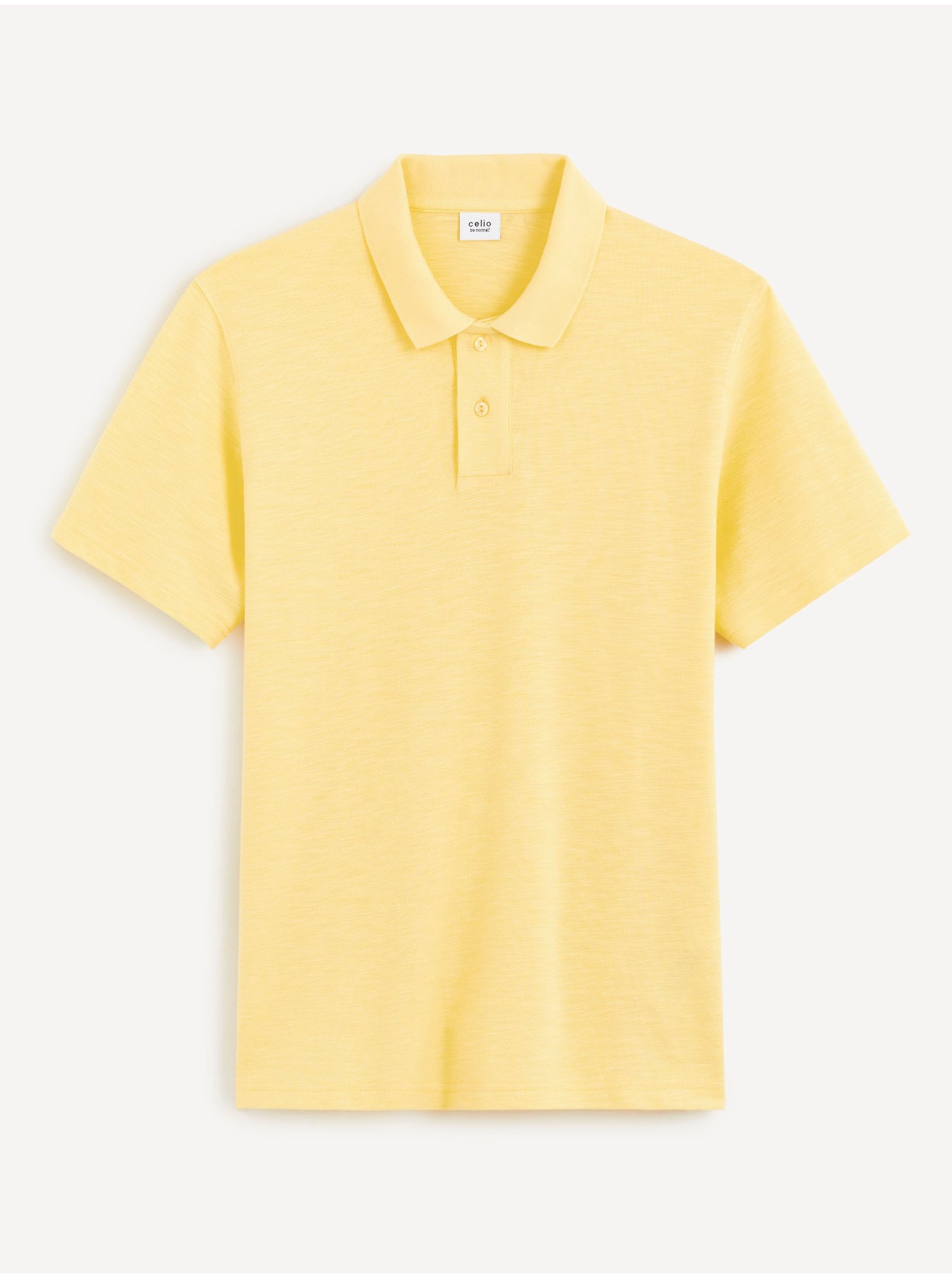 Levně Žluté pánské basic polo tričko Celio Cesunny