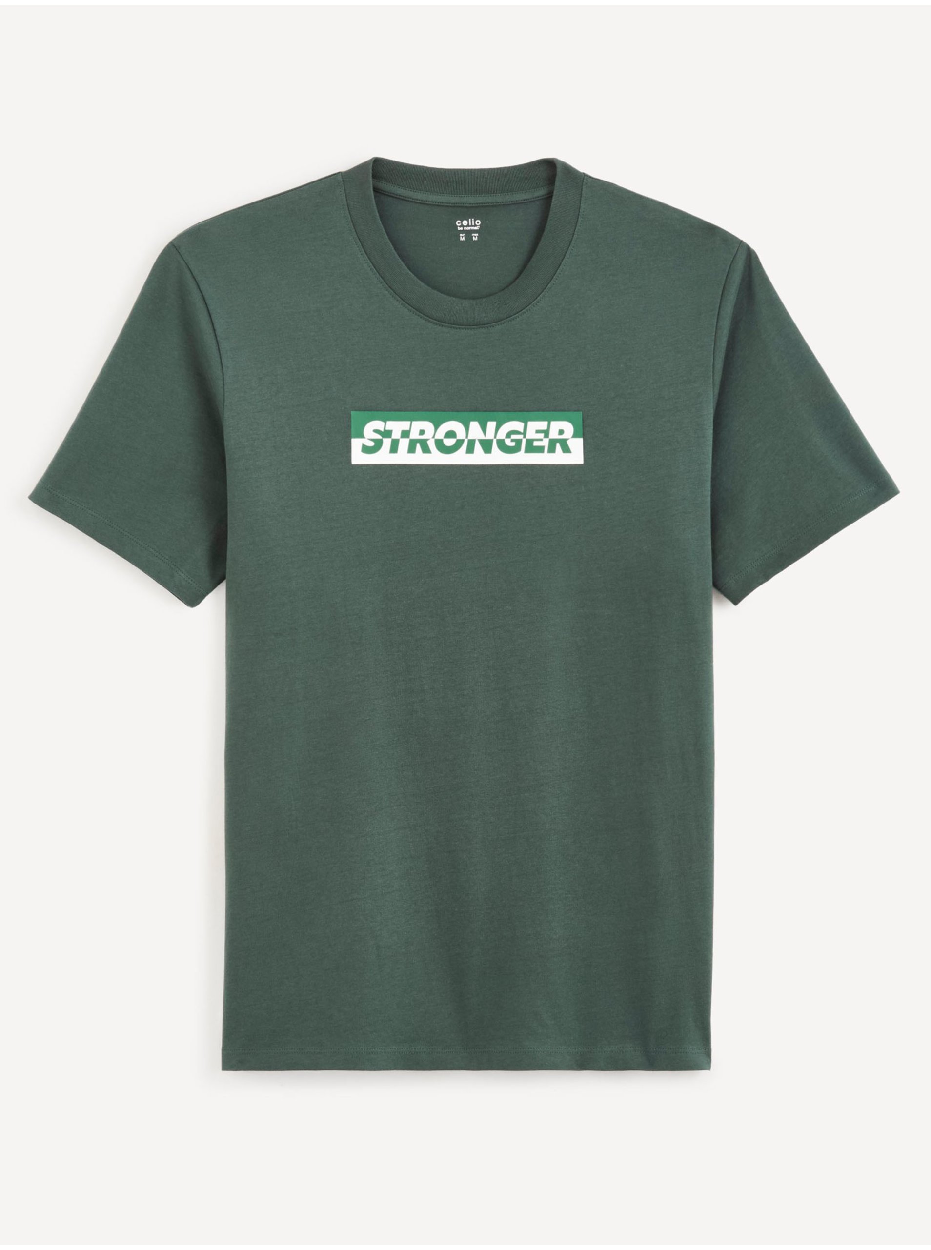 E-shop Tmavě zelené pánské tričko Celio Cefasto