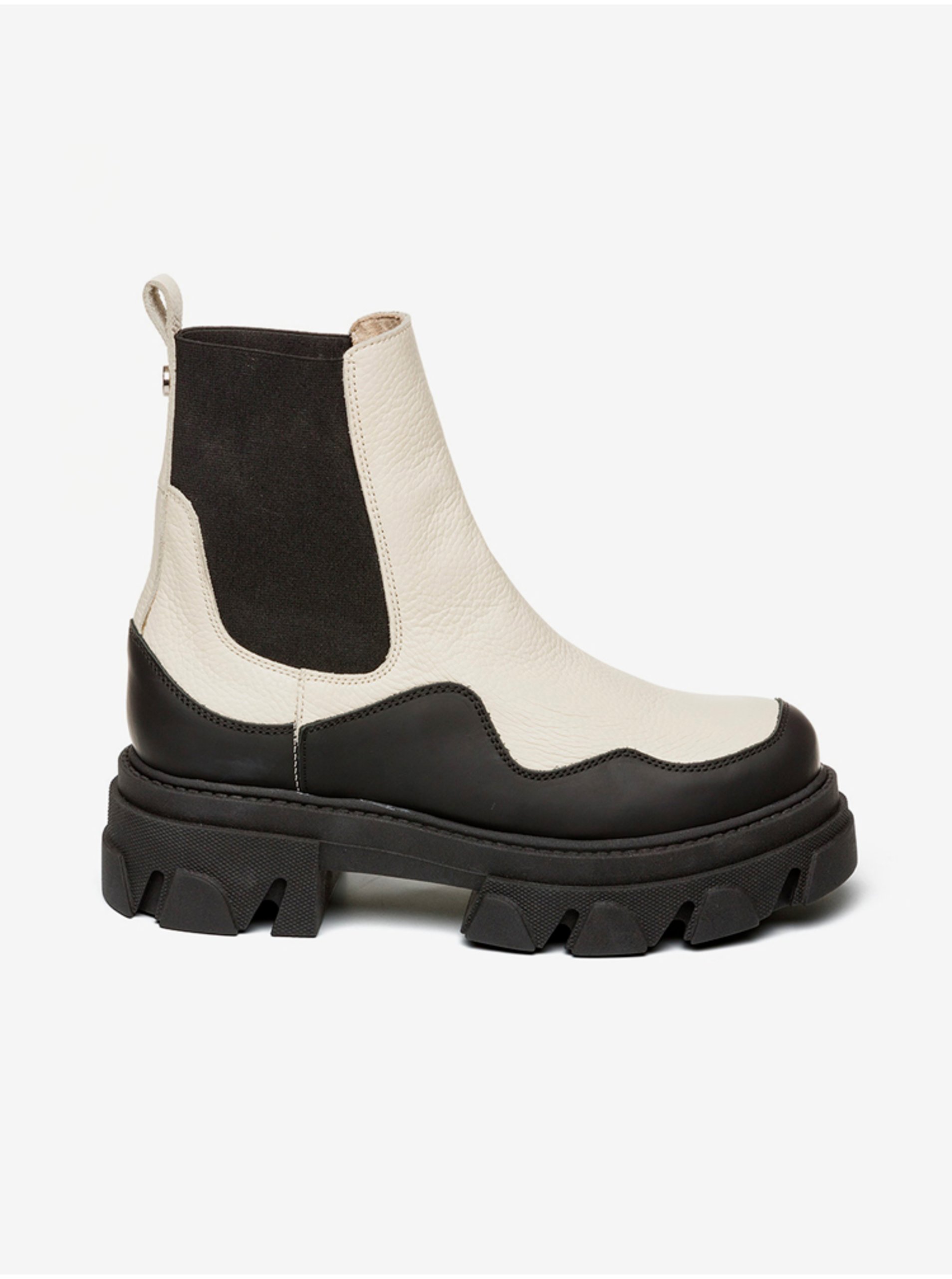 E-shop Černo-krémové kožené kotníkové boty Steve Madden Merilyn
