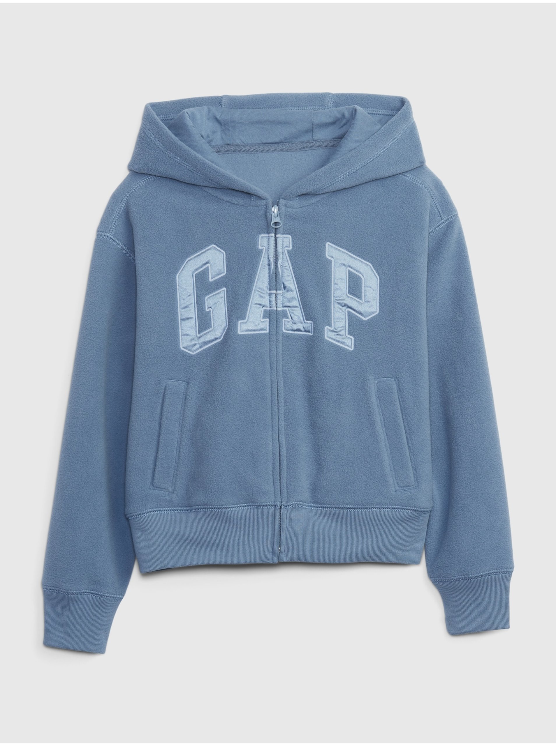 E-shop Modrá dievčenská mikina so zipsom a s kapucňou GAP