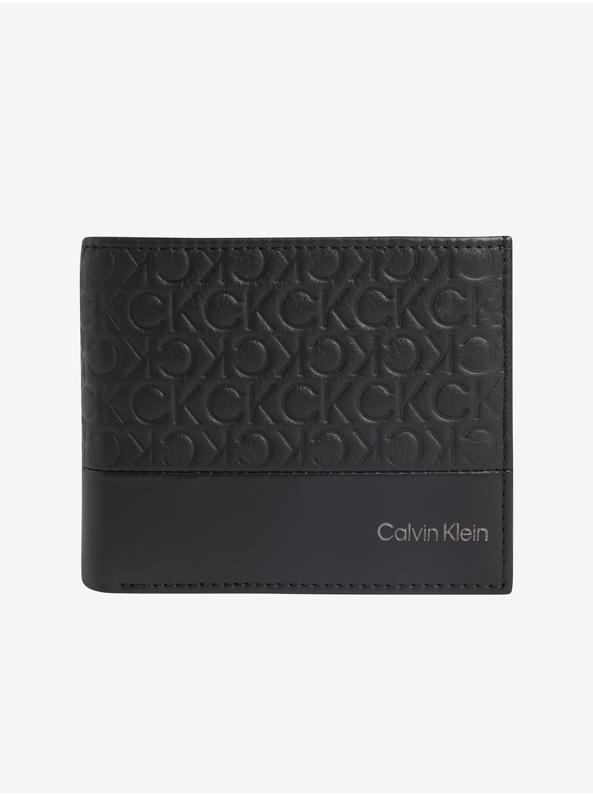 Lacno Čierna pánska kožená peňaženka Calvin Klein