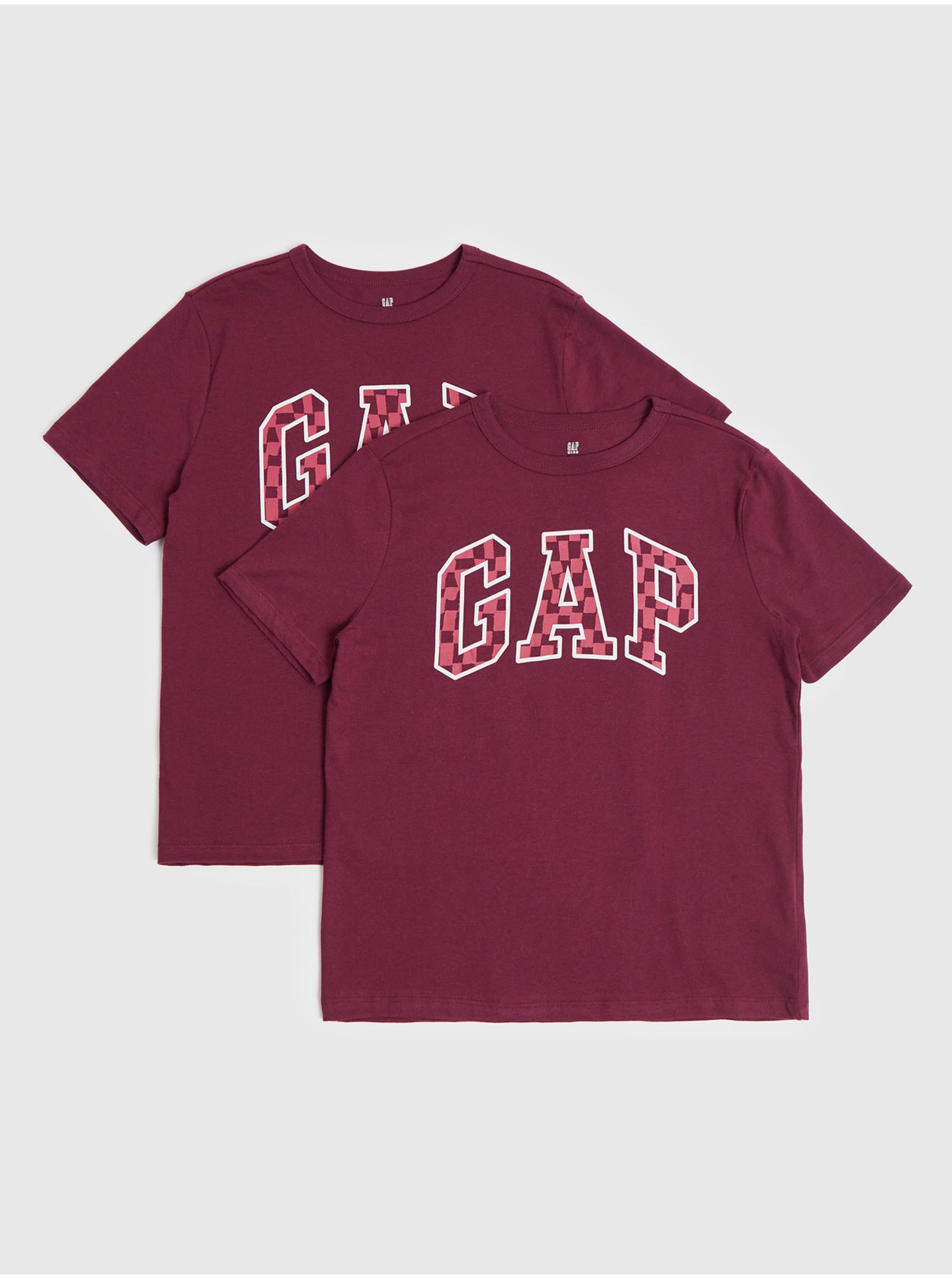 Lacno Sada dvoch chlapčenských tričiek vo vínovej farbe GAP