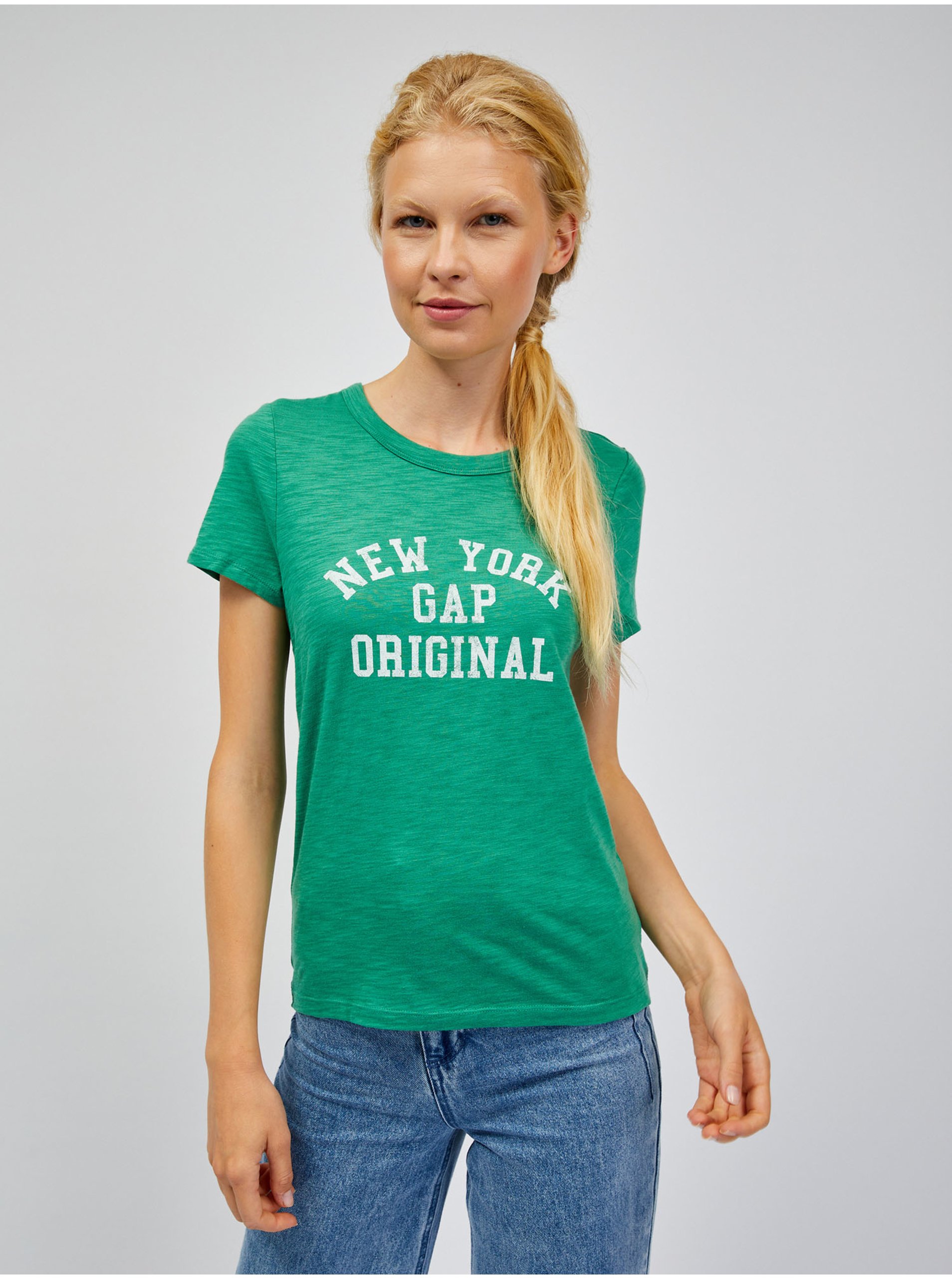 Levně Zelené dámské tričko GAP original New York