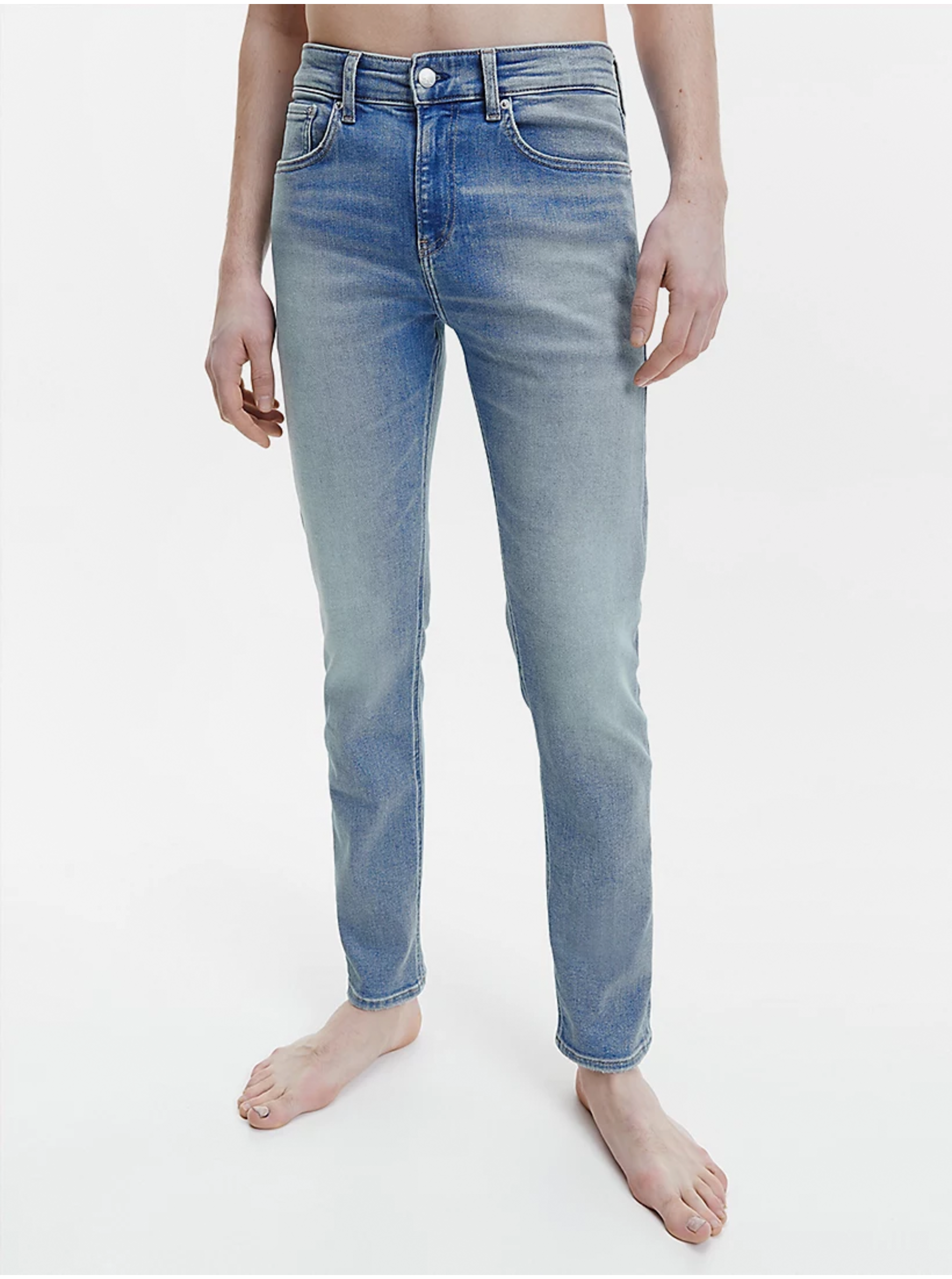Lacno Svetlomodré pánske slim fit rifle Calvin Klein Jeans