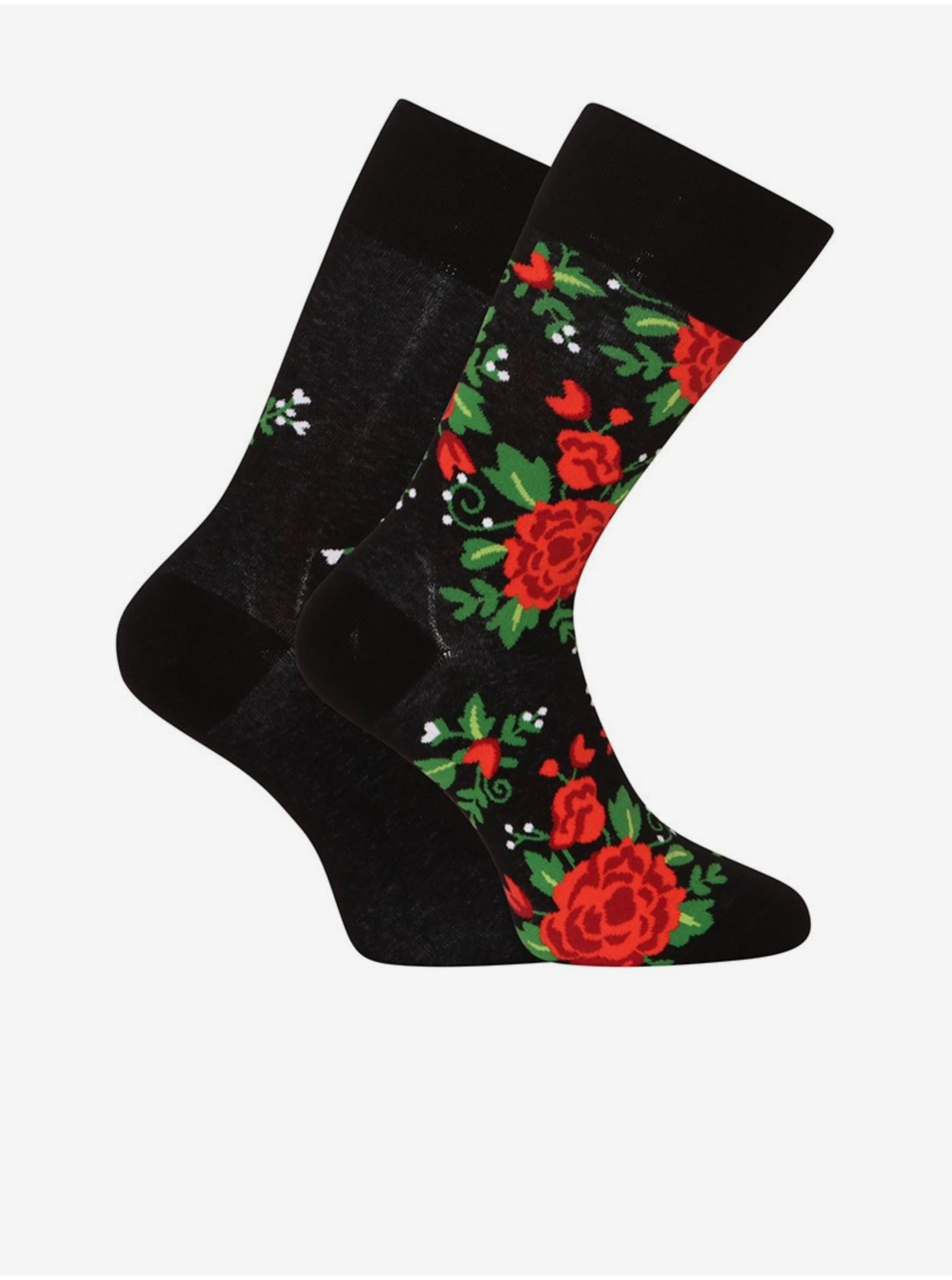 Levně Černé unisex veselé ponožky Dedoles Růže